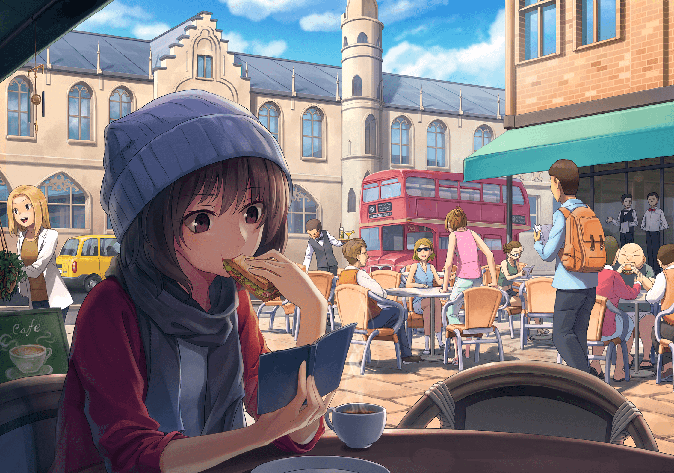 Anime Girl Drink Coffee Wallpapers