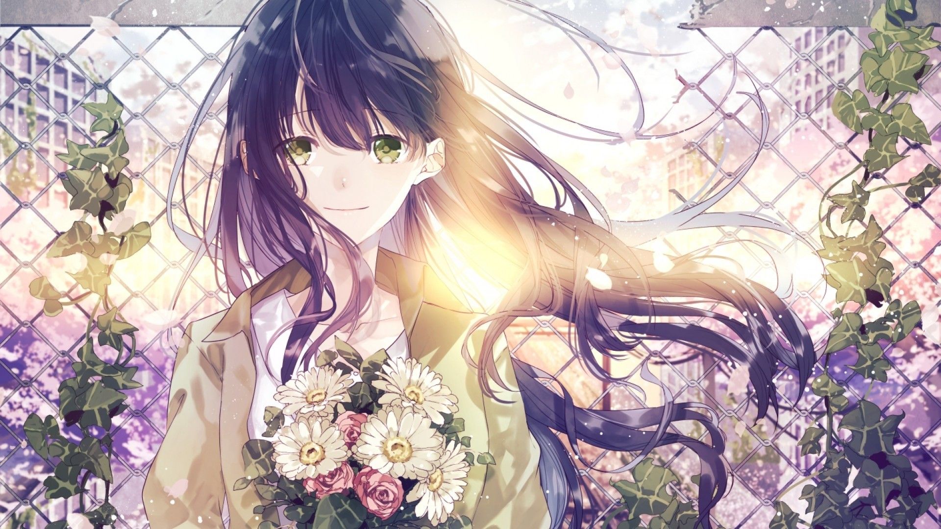 Anime Girl Flowers Wallpapers