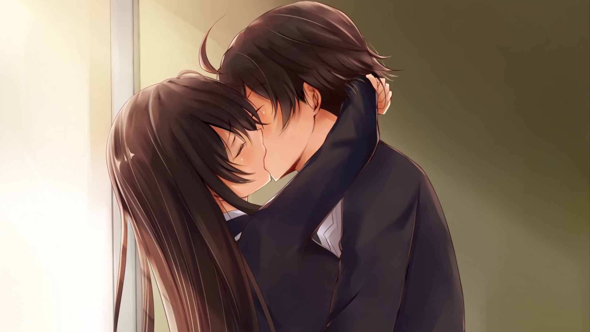 Anime Girl Huging Boy Wallpapers