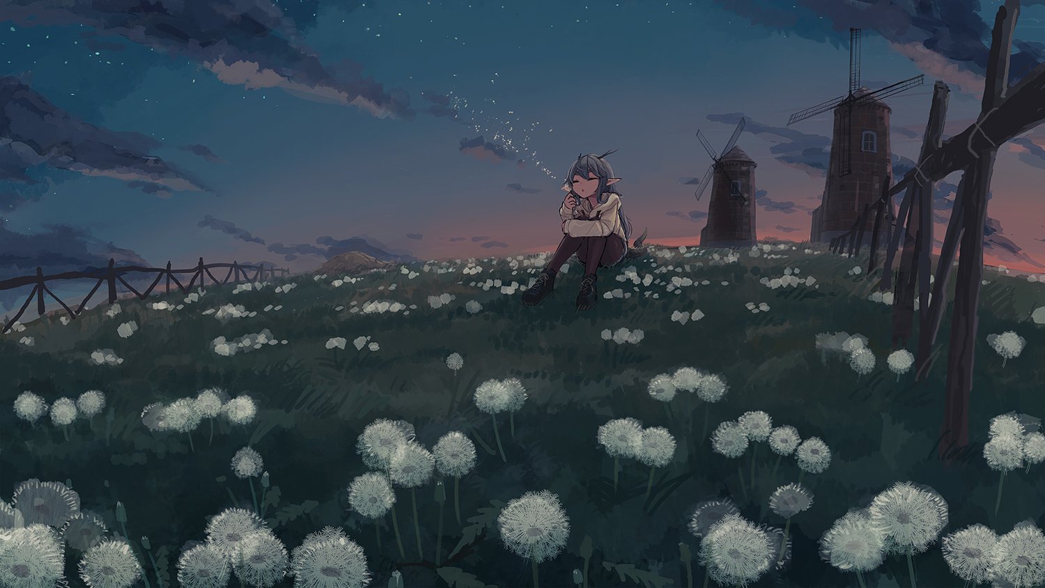 Anime Girl In Field Wallpapers