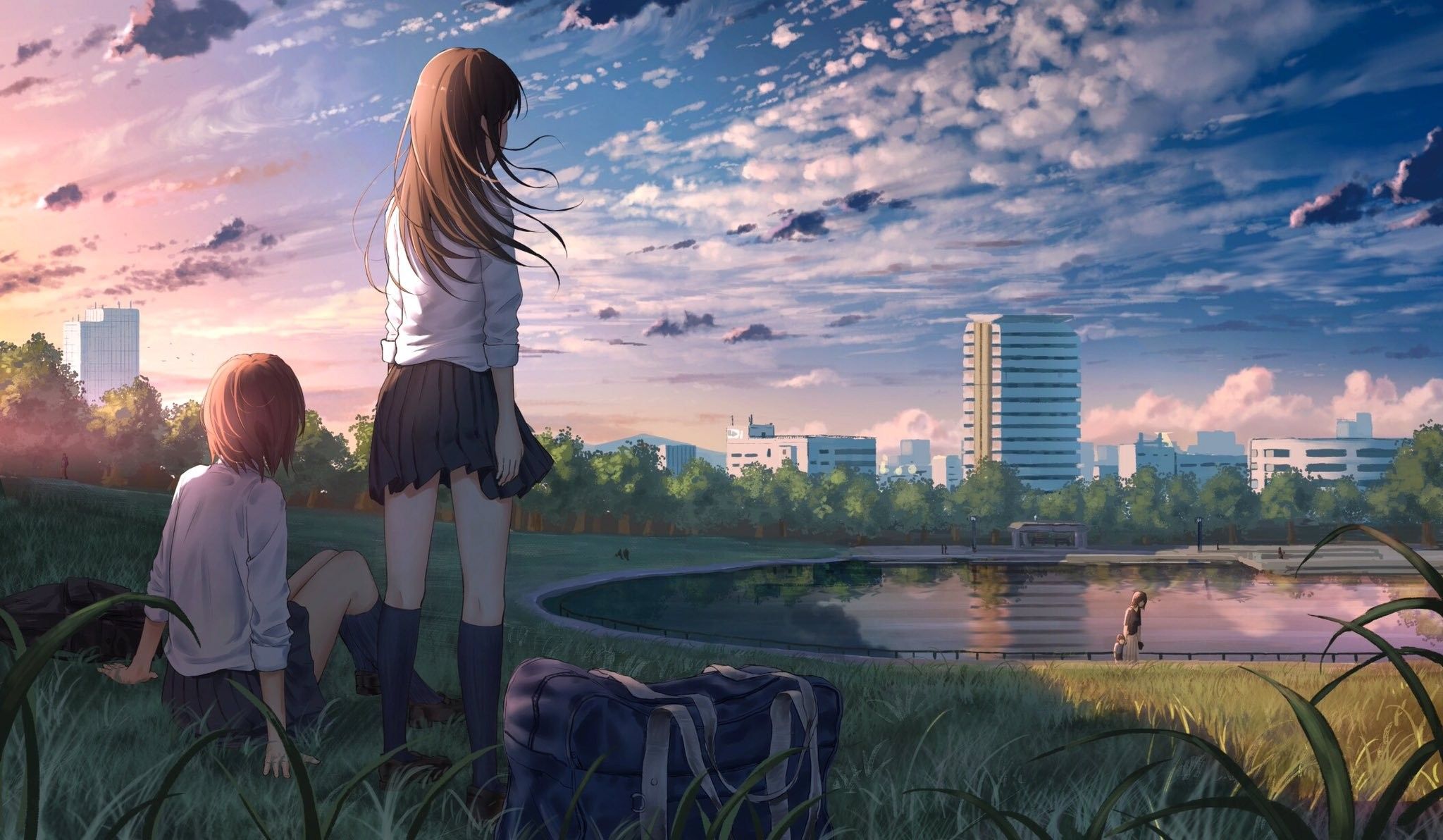 Anime Girl In Morning Breeze Wallpapers