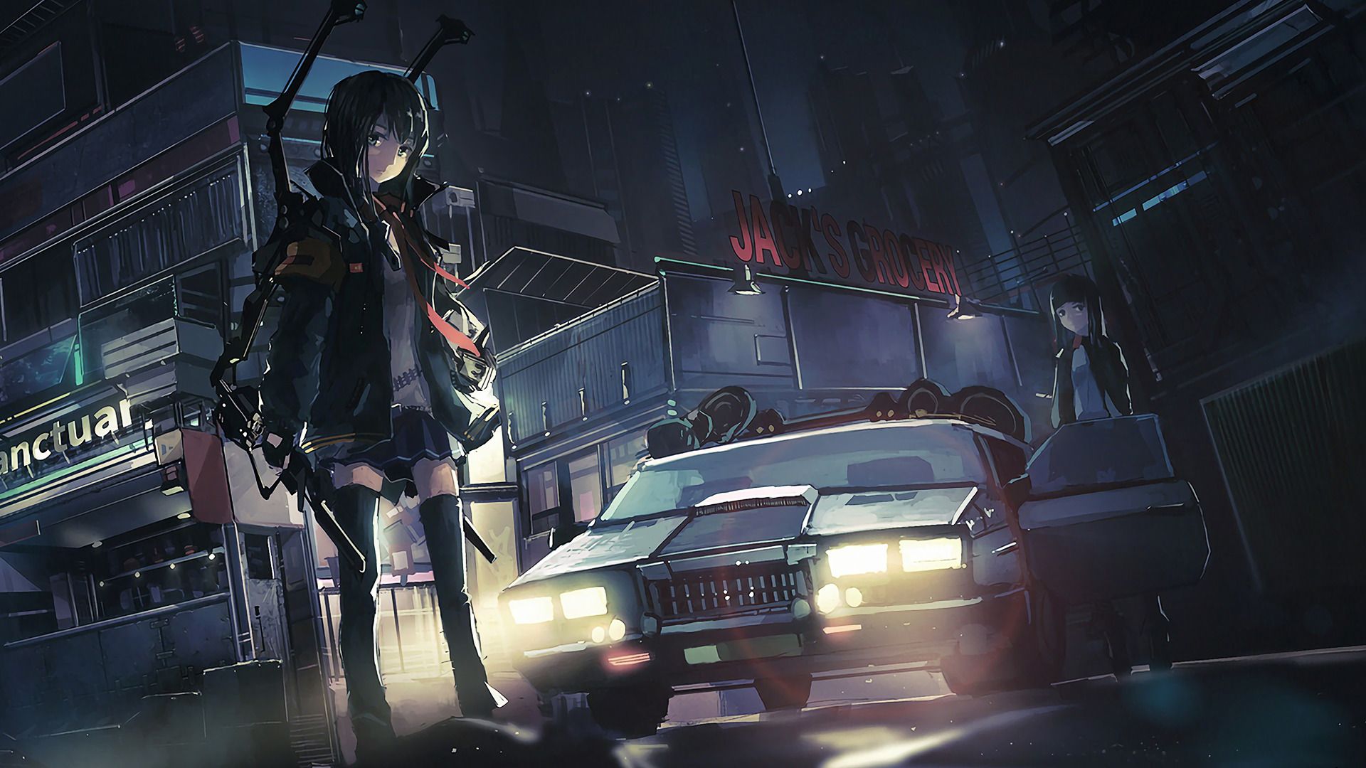 Anime Girl In Police Car Wallpapers