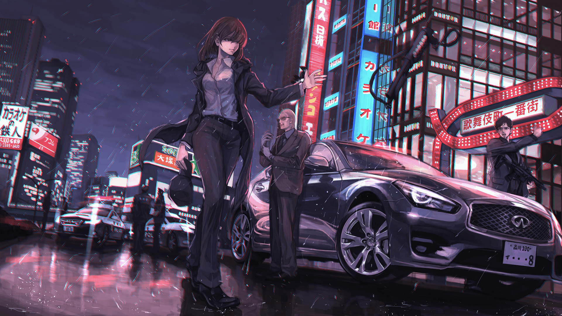 Anime Girl In Police Car Wallpapers