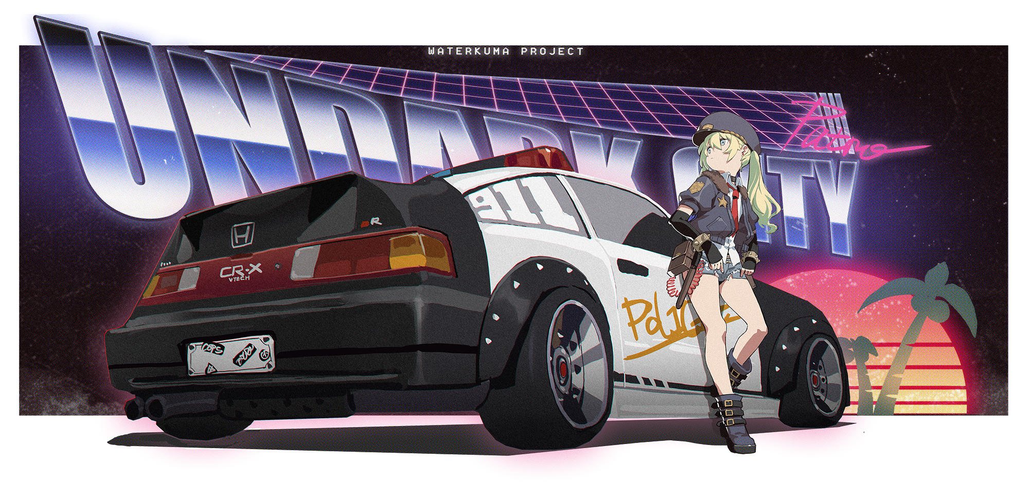 Anime Girl In Police Car Wallpapers