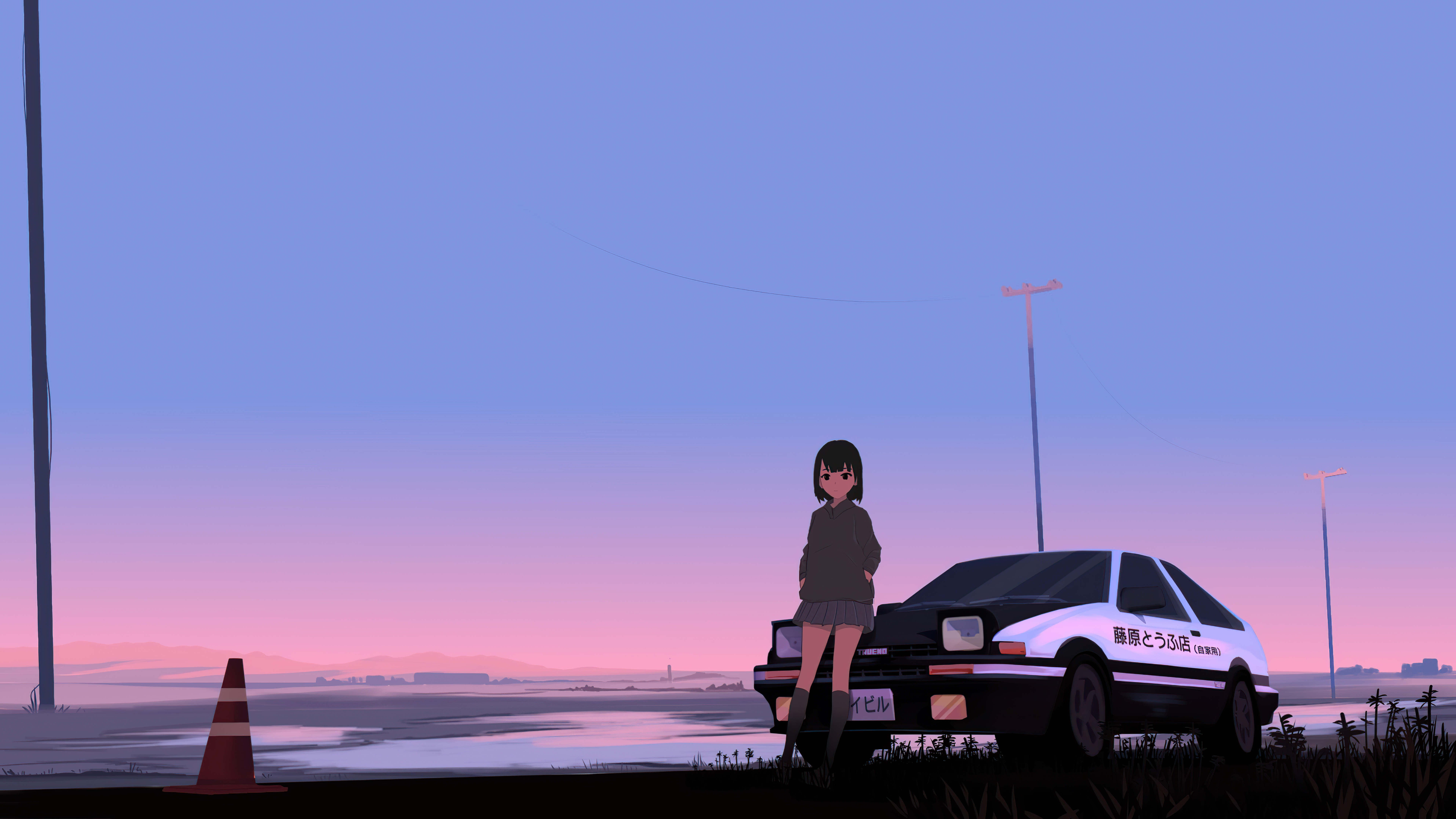 Anime Girl In Police Car Wallpapers