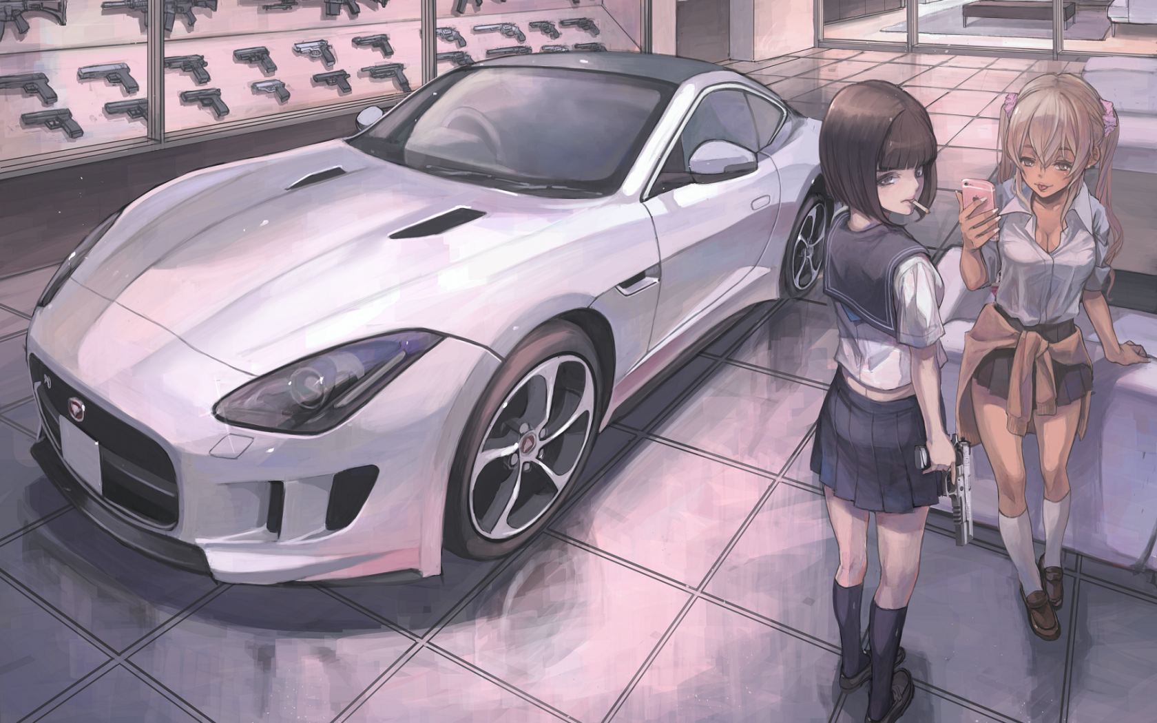 Anime Girl In Police Car Wallpapers