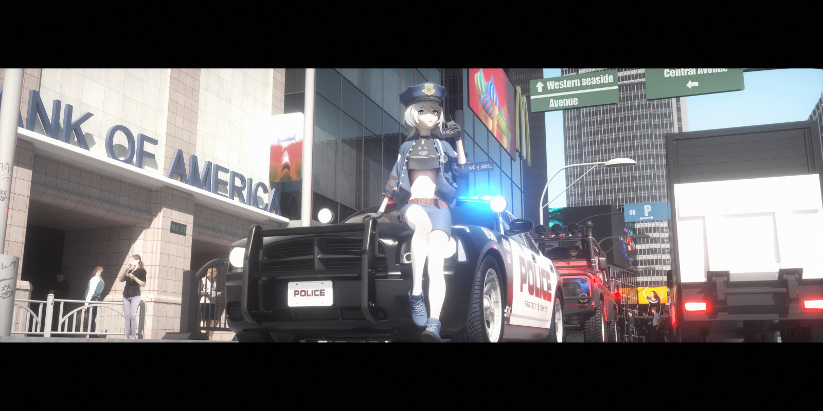 Anime Girl In Police Car Wallpapers