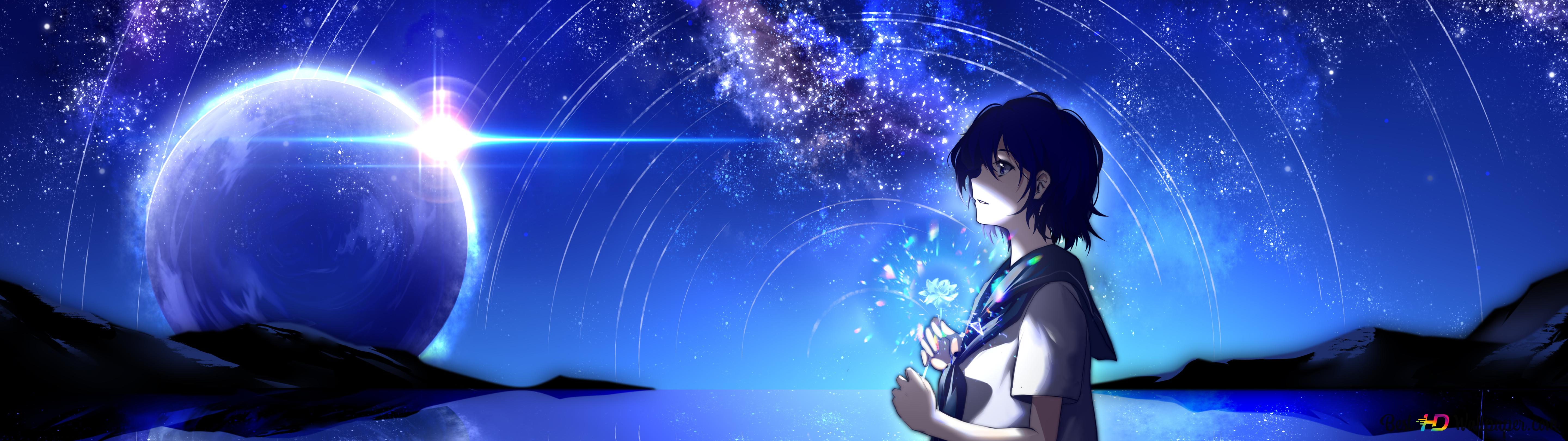 Anime Girl In School Uniform Watching City Sky Wallpapers