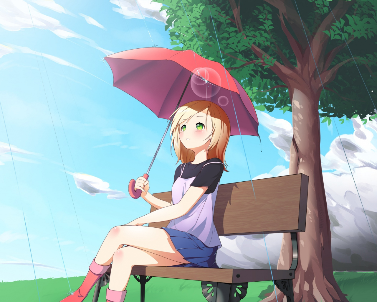 Anime Girl In Sunny Weather Wallpapers