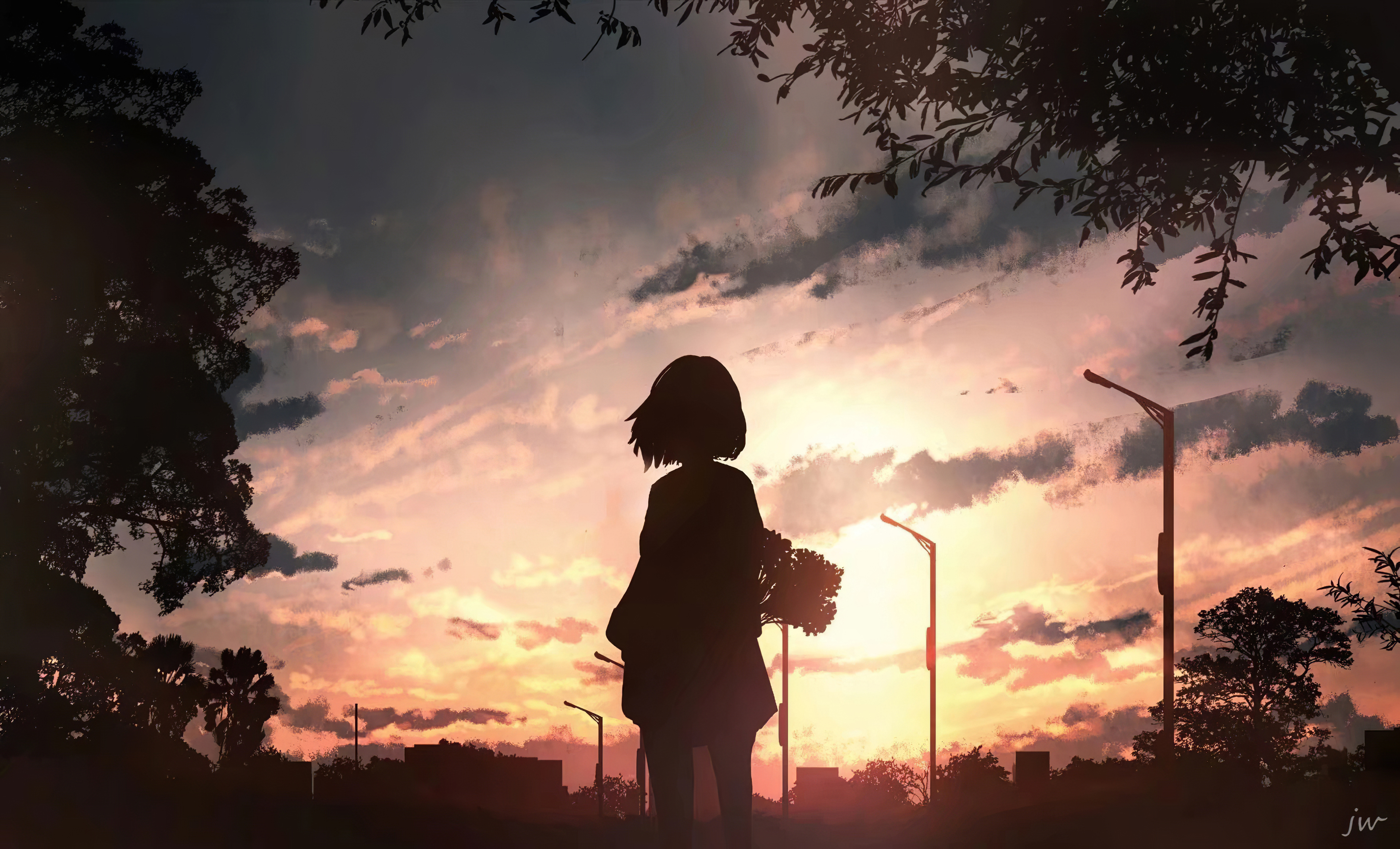 Anime Girl In Sunset Wallpapers