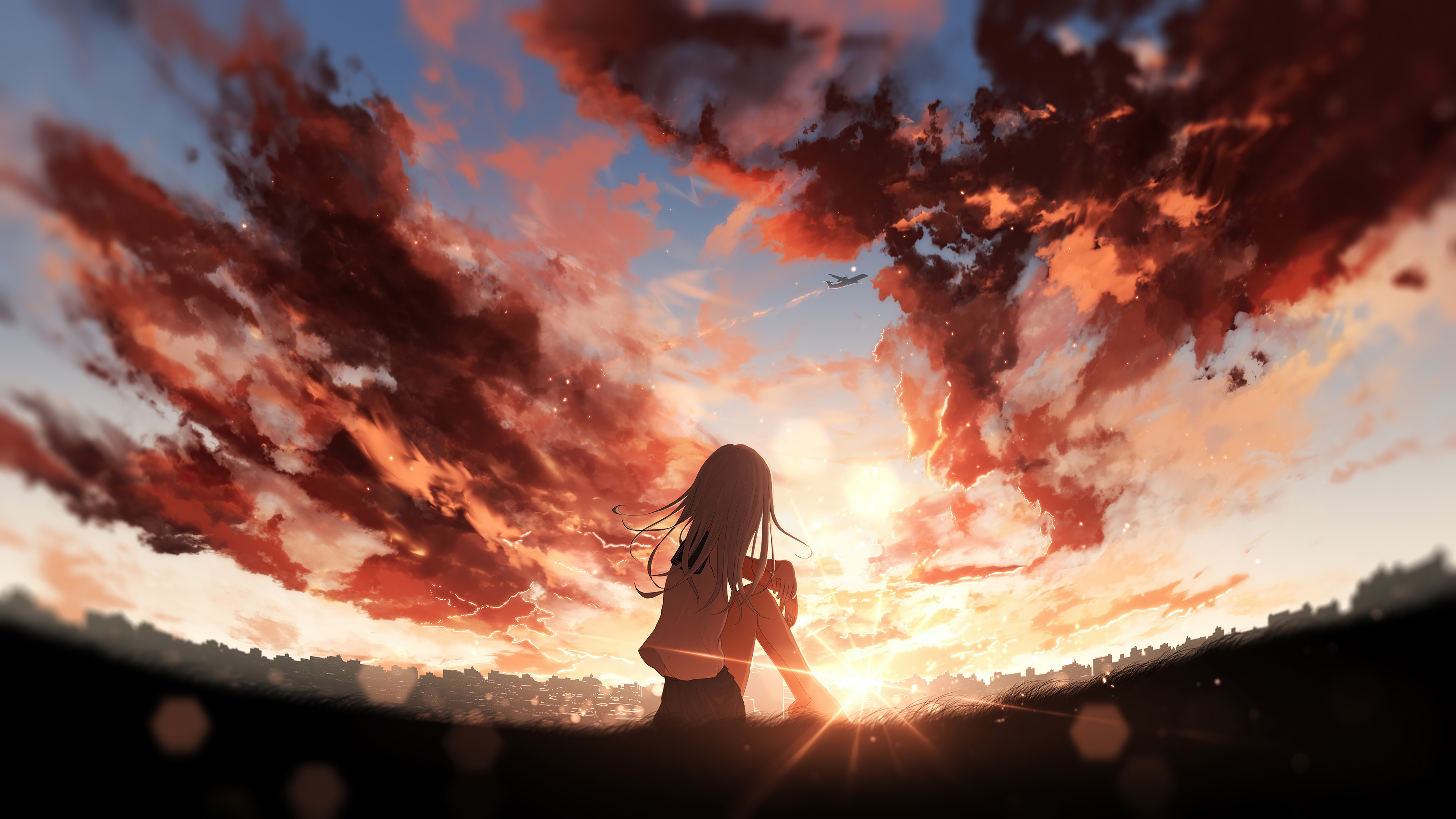 Anime Girl In Sunset Wallpapers