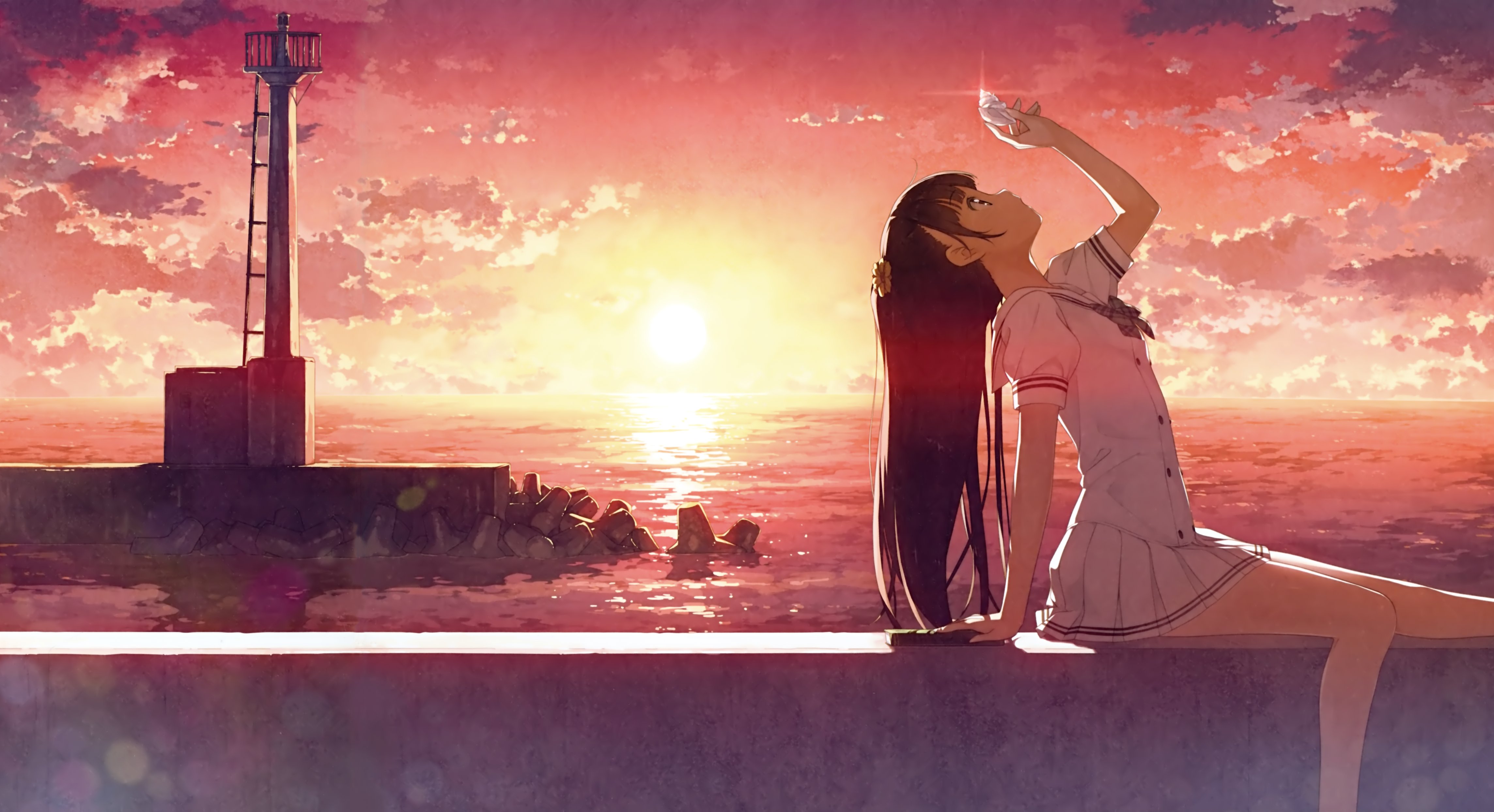 Anime Girl In Sunset Wallpapers