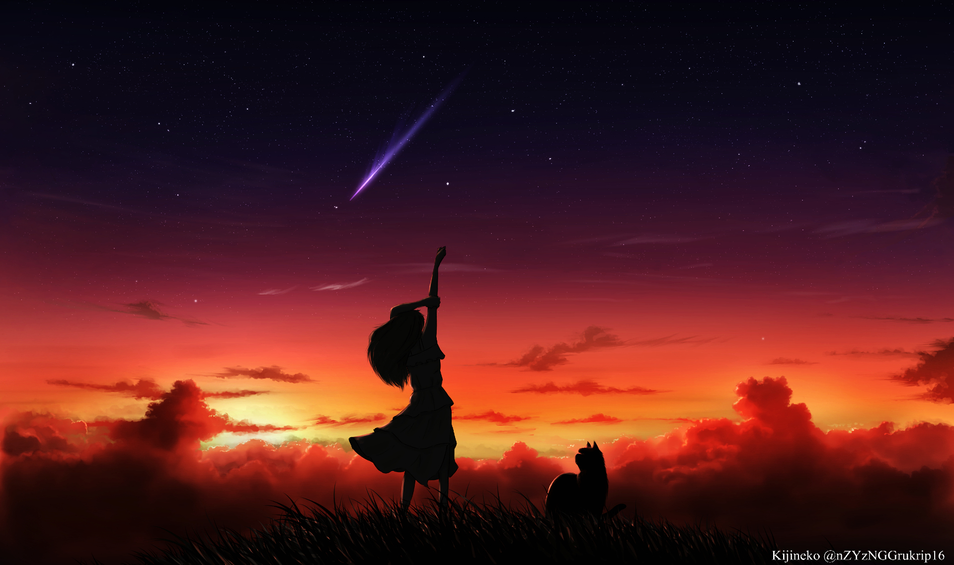 Anime Girl In Sunset Wallpapers