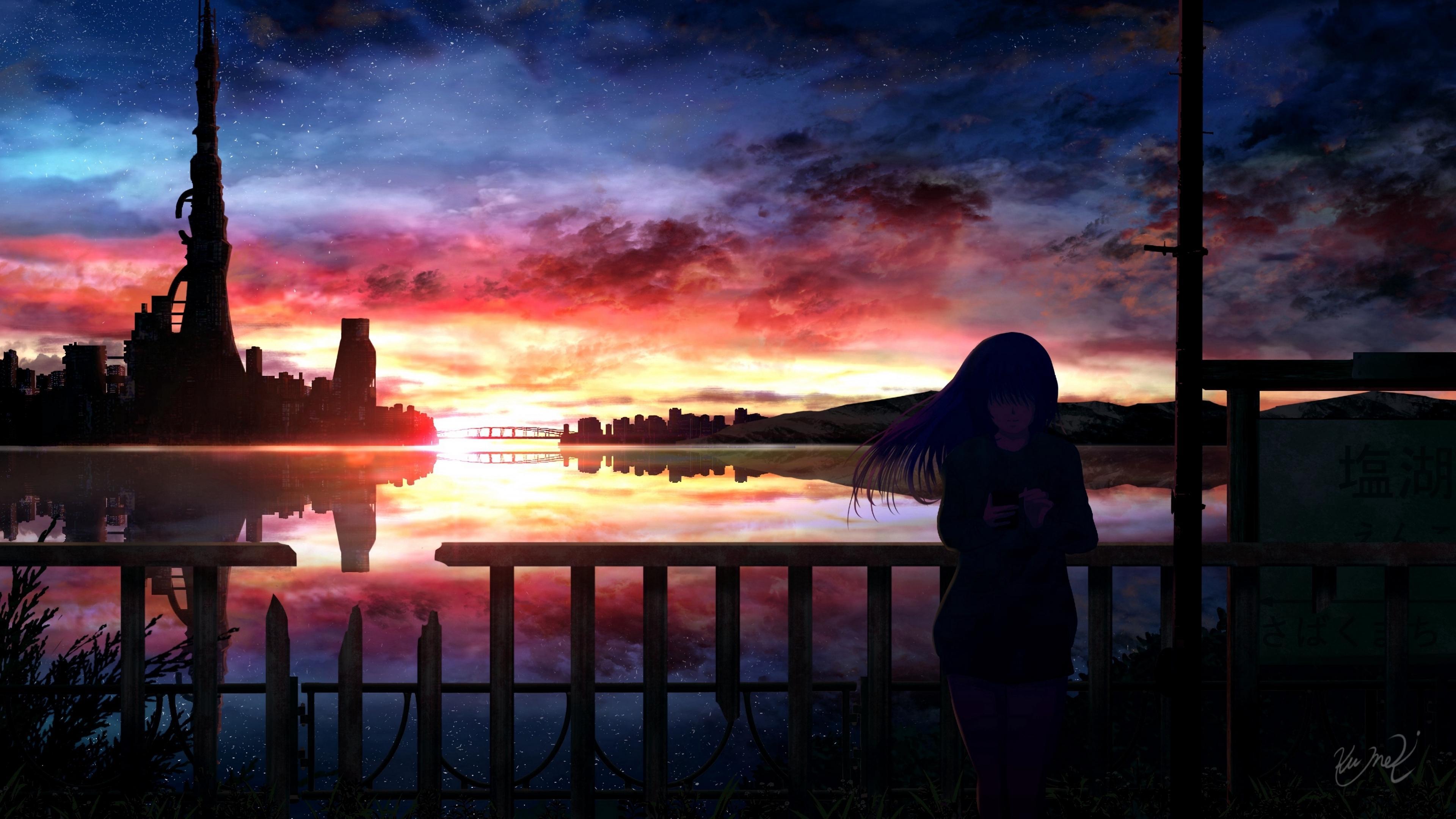 Anime Girl In Sunset Wallpapers