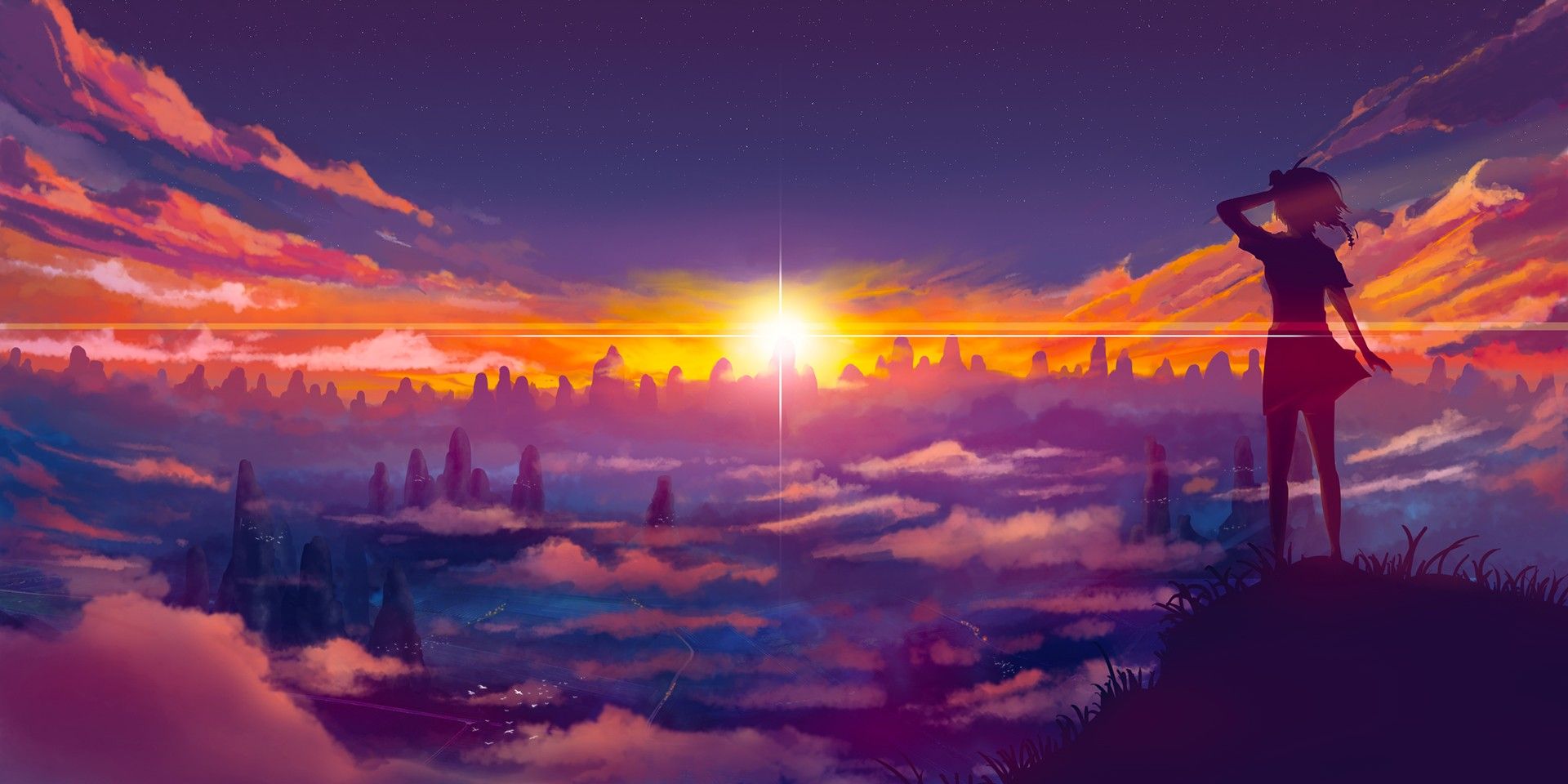 Anime Girl In Sunset Wallpapers