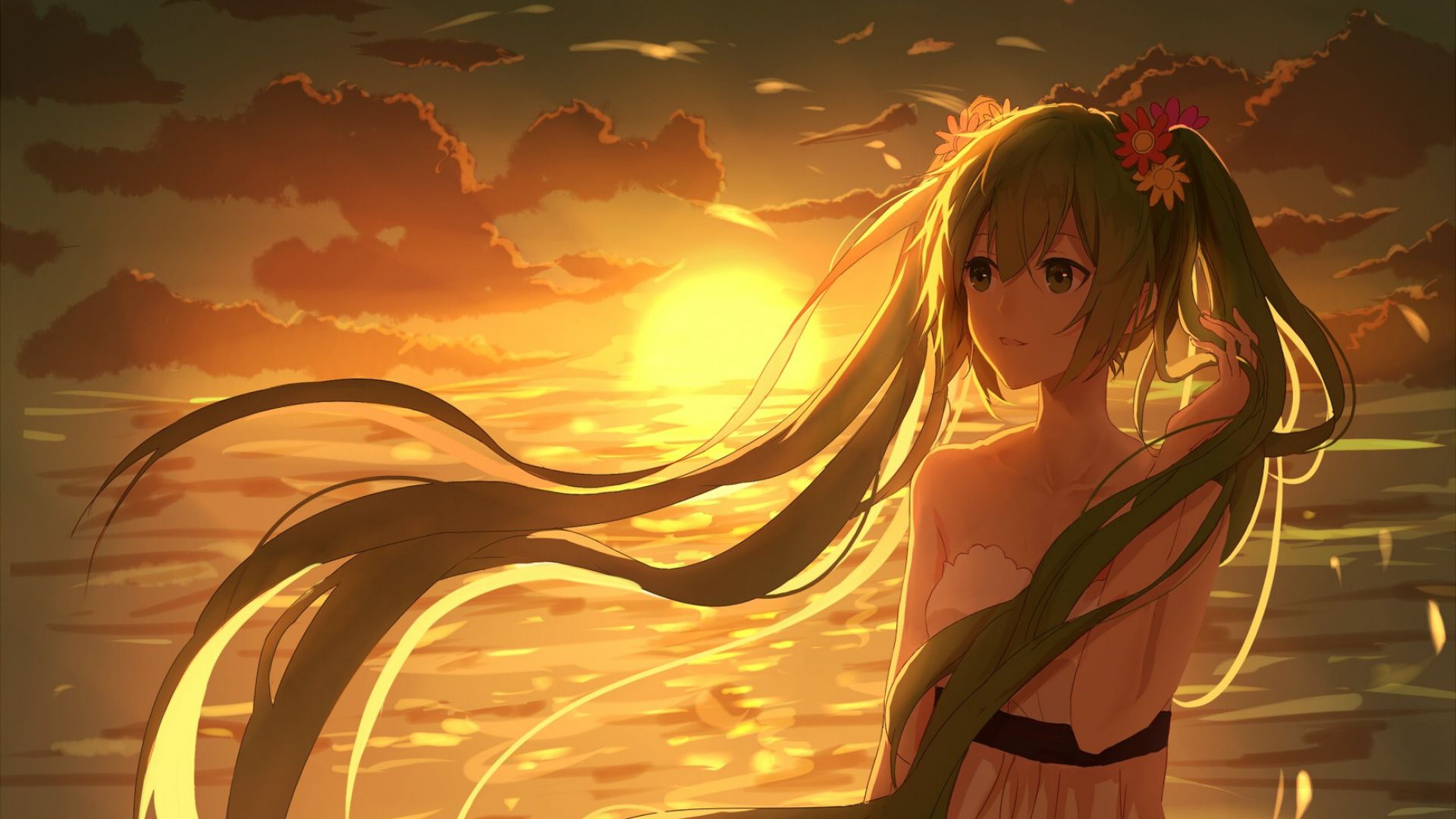 Anime Girl In Sunset Wallpapers