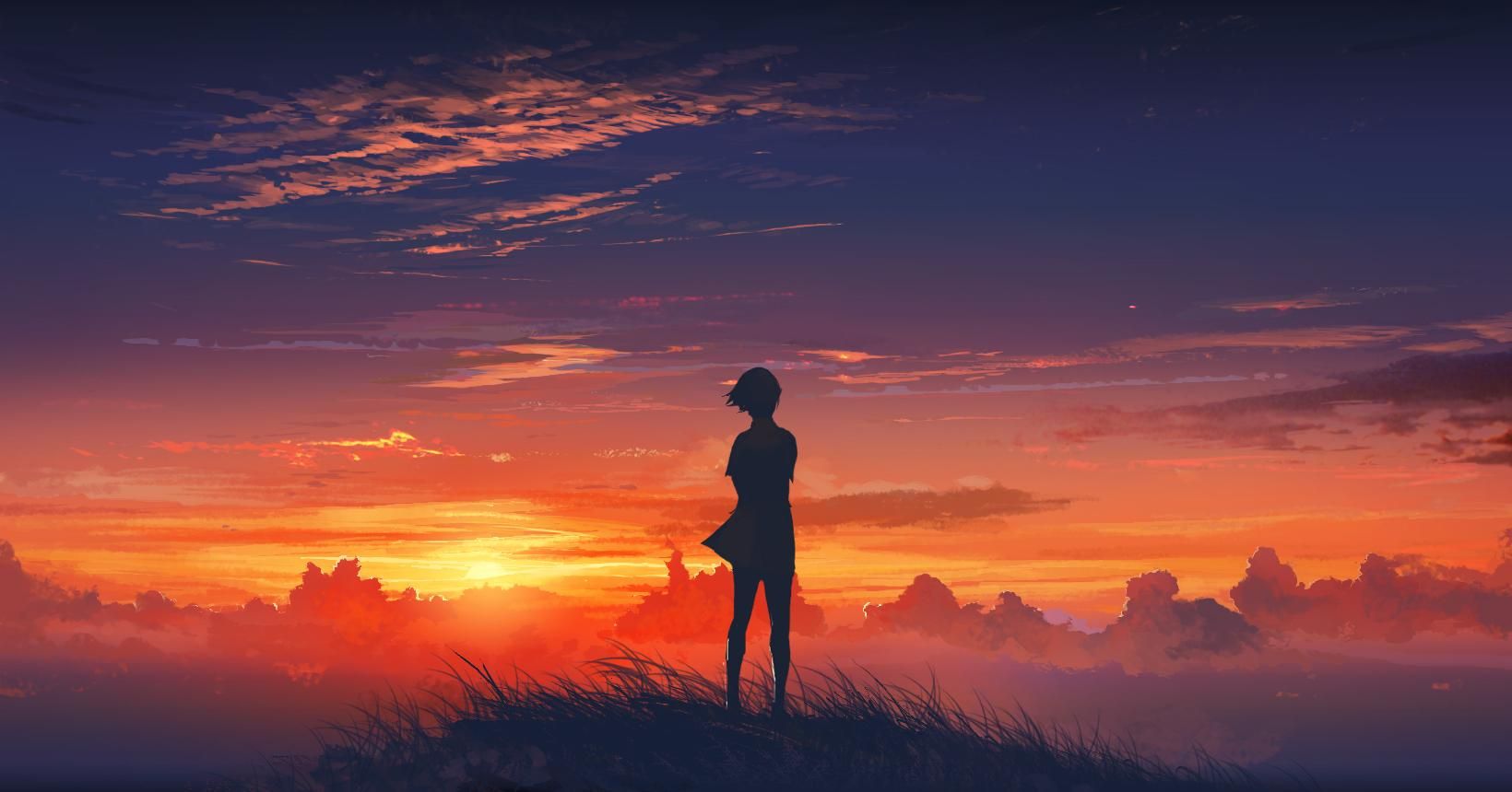 Anime Girl In Sunset Wallpapers