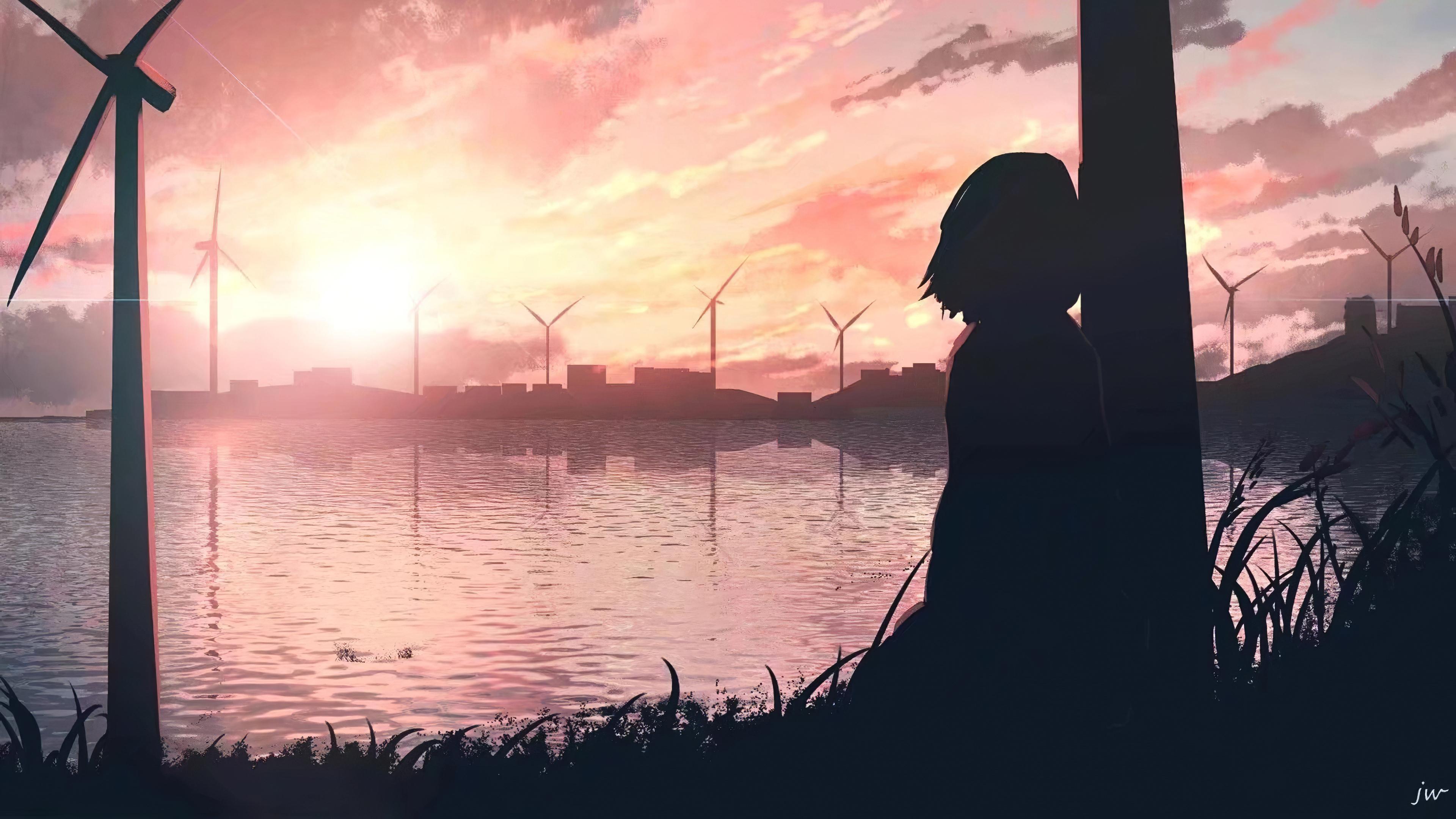 Anime Girl In Sunset Wallpapers