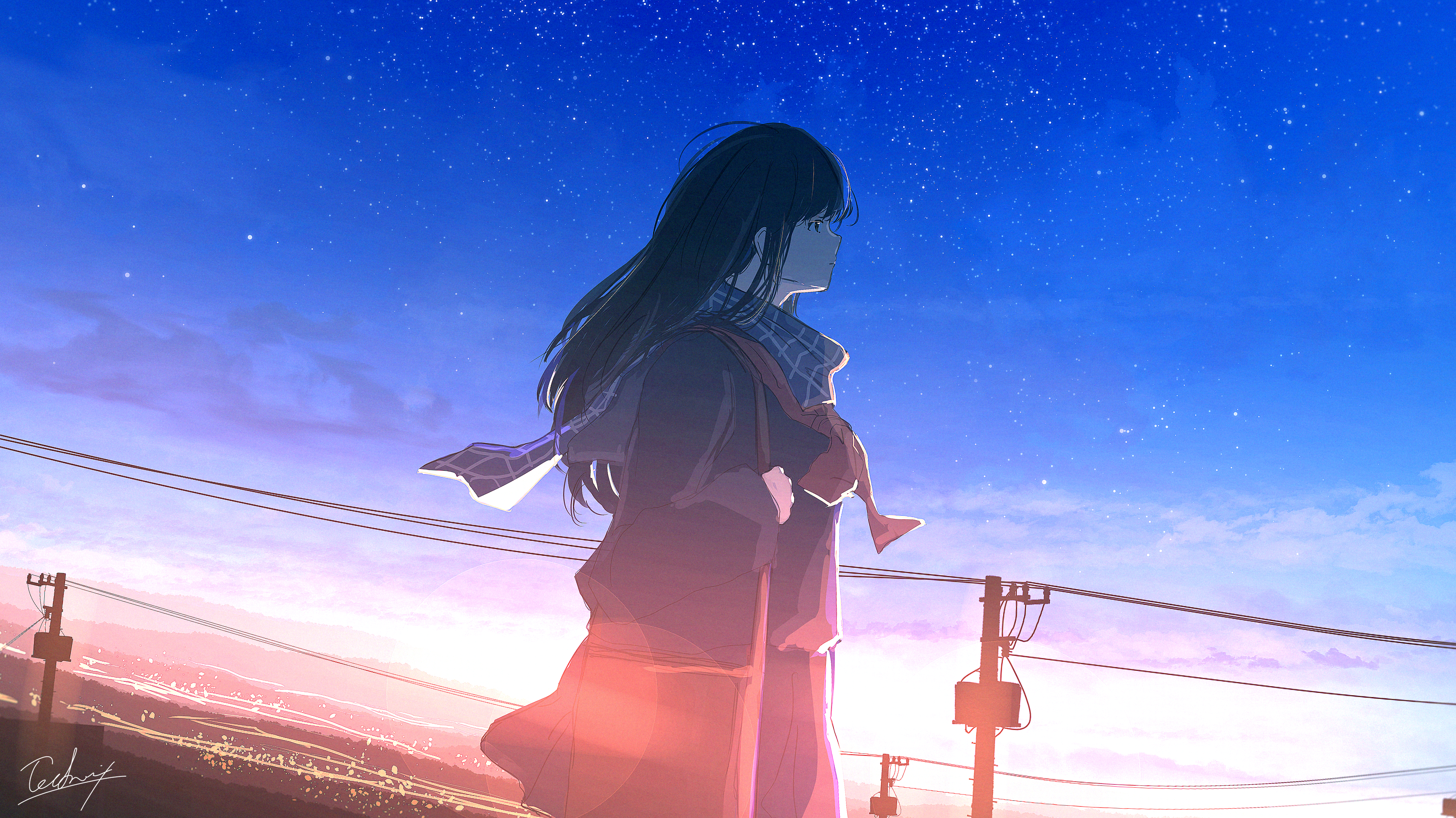 Anime Girl Looking At Sky Wallpapers