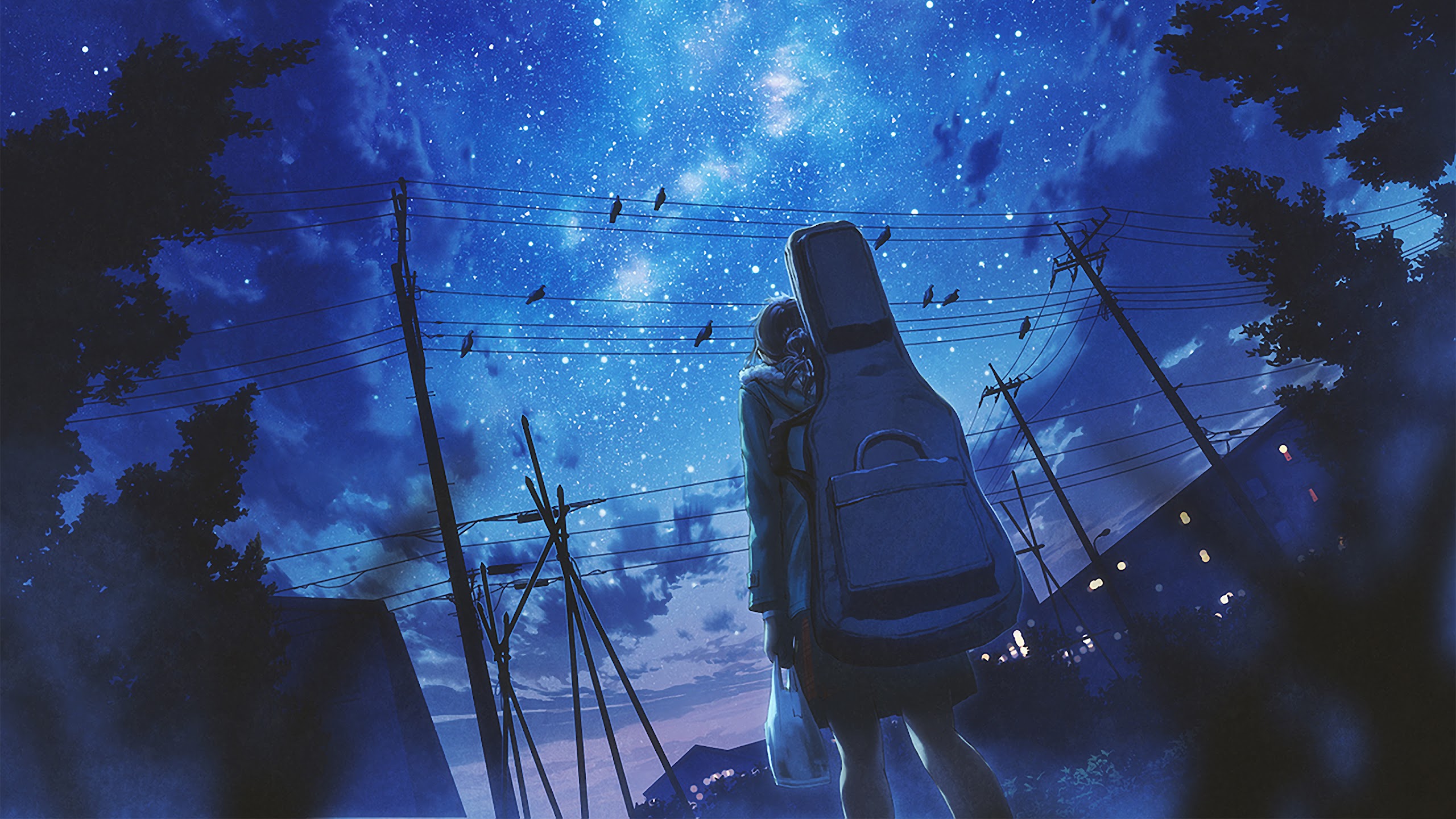 Anime Girl Looking At Stars Wallpapers