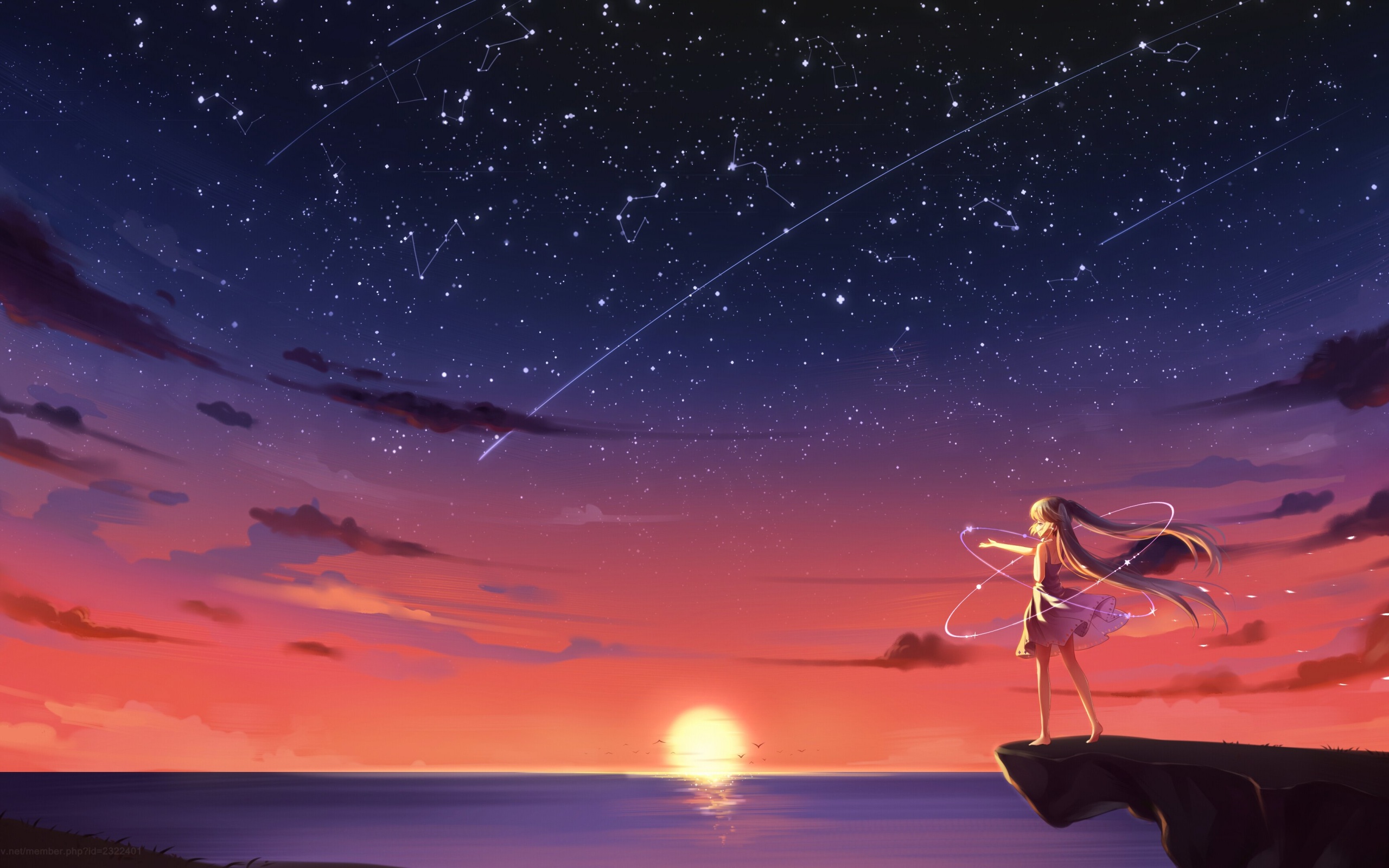 Anime Girl Looking At Stars Wallpapers