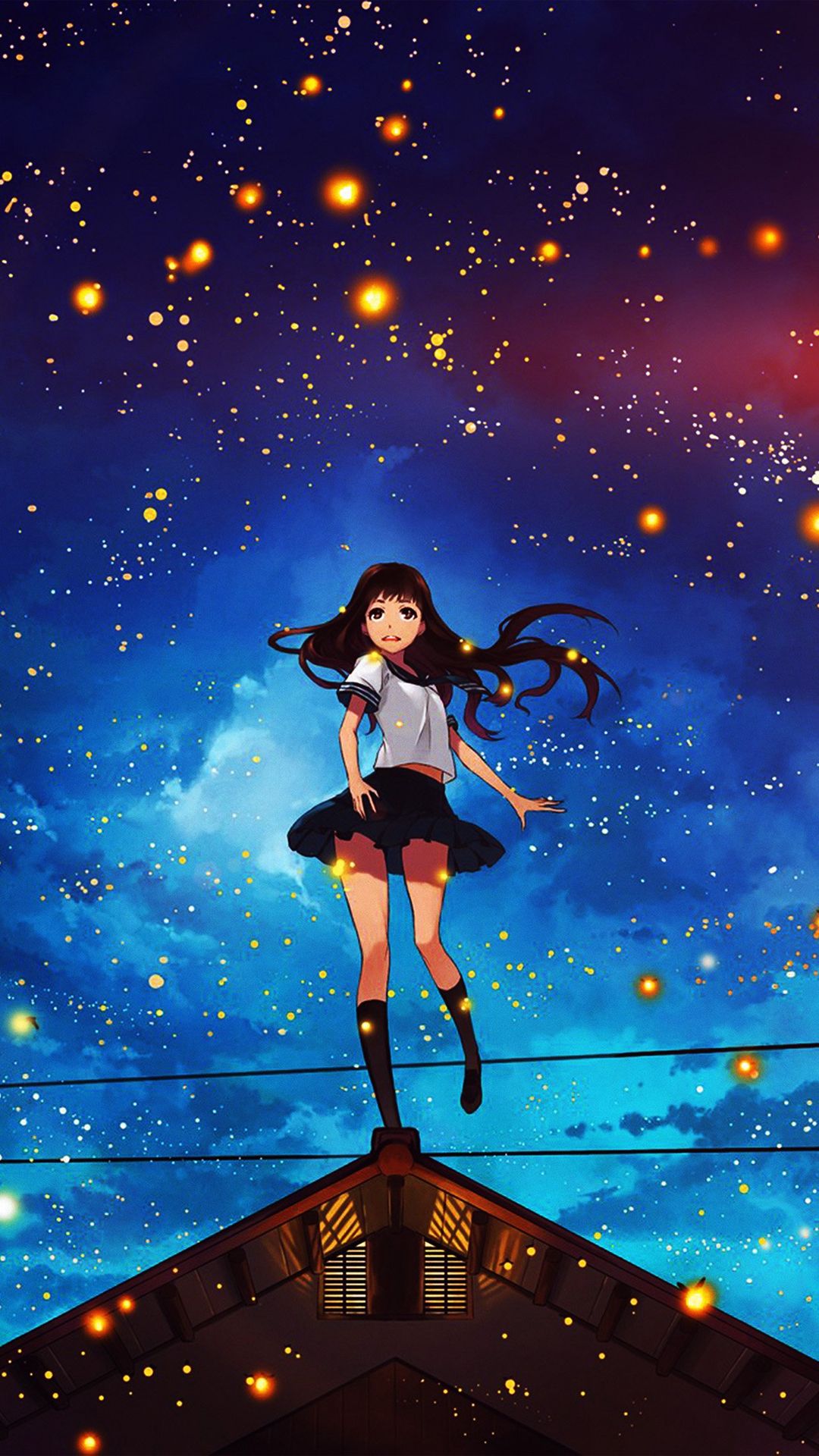 Anime Girl Looking At Stars Wallpapers