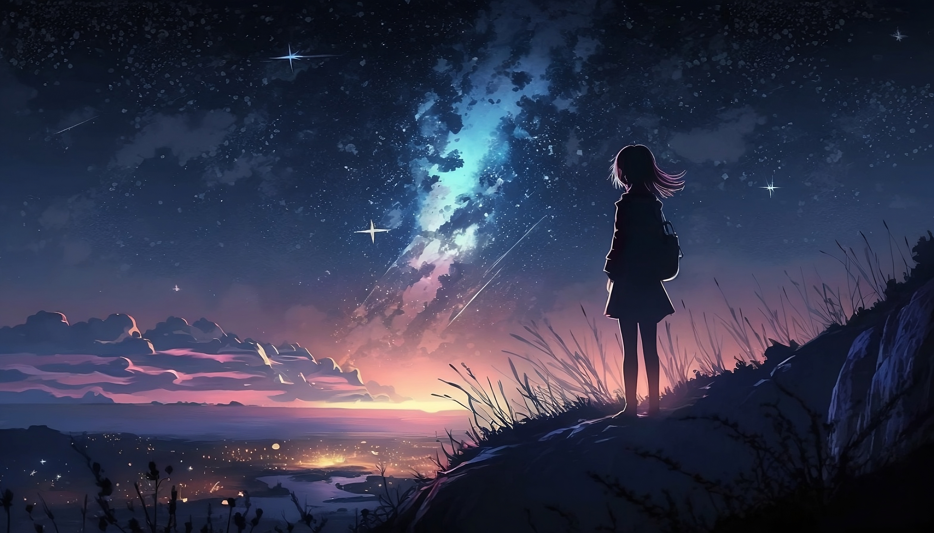 Anime Girl Looking At Stars Wallpapers