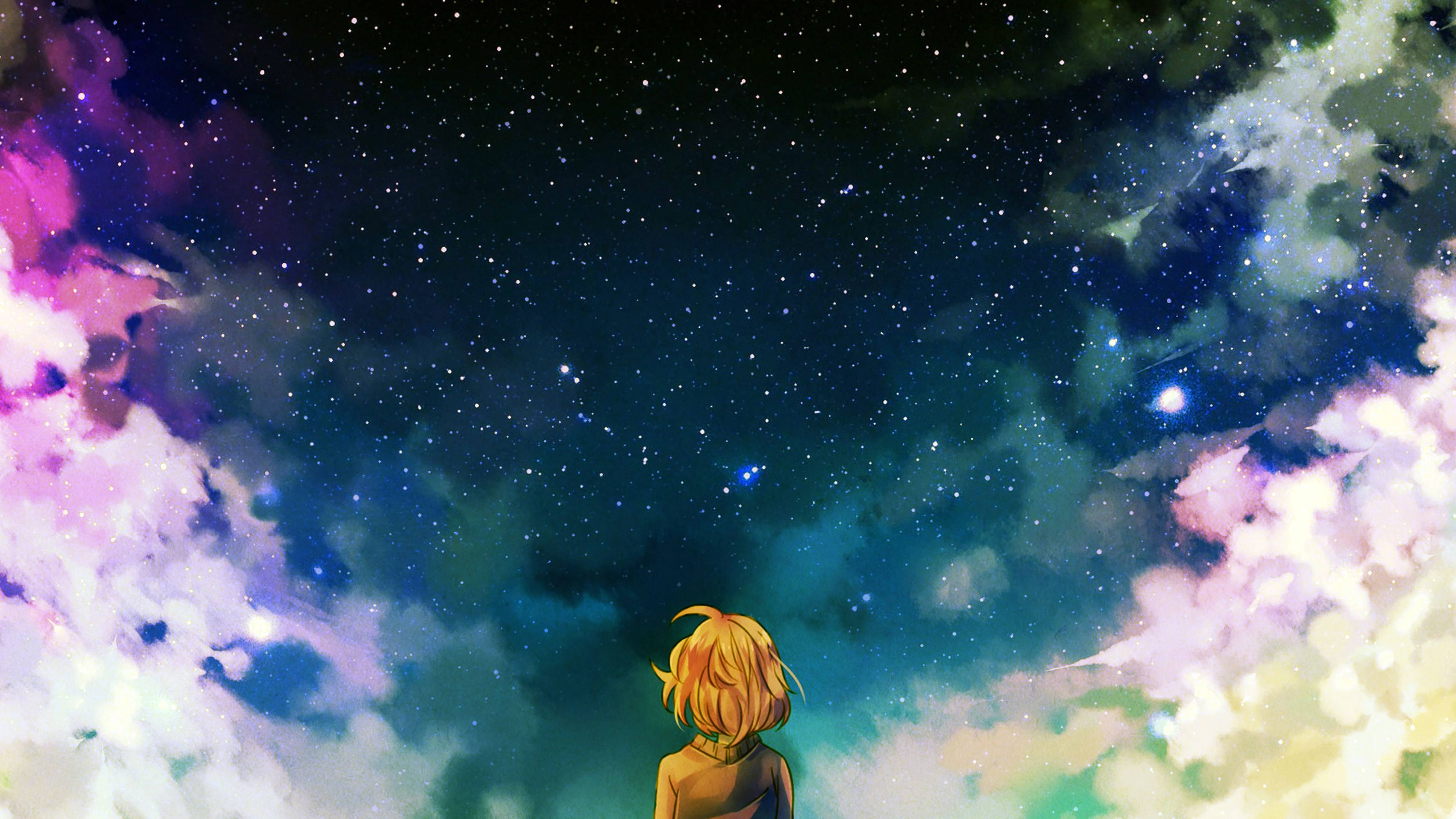 Anime Girl Looking At Stars Wallpapers