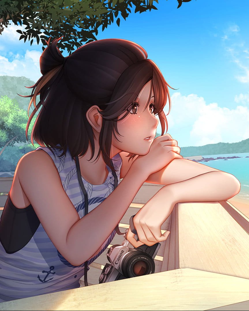 Anime Girl Near Ocean Wallpapers