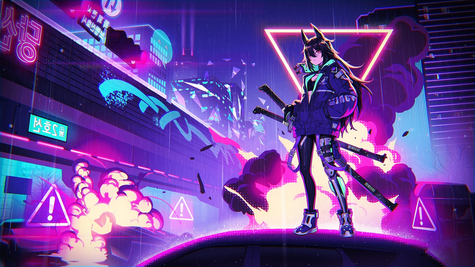 Anime Girl Neon Wallpapers