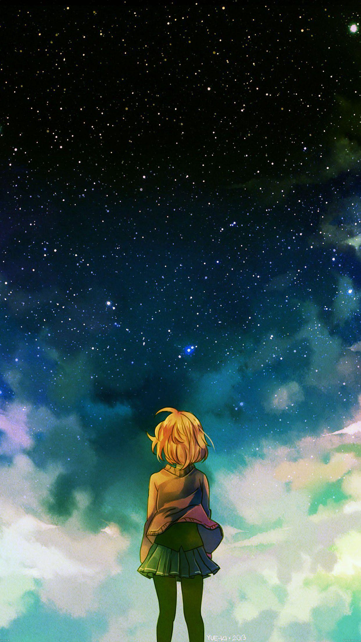 Anime Girl Night Sky Wallpapers