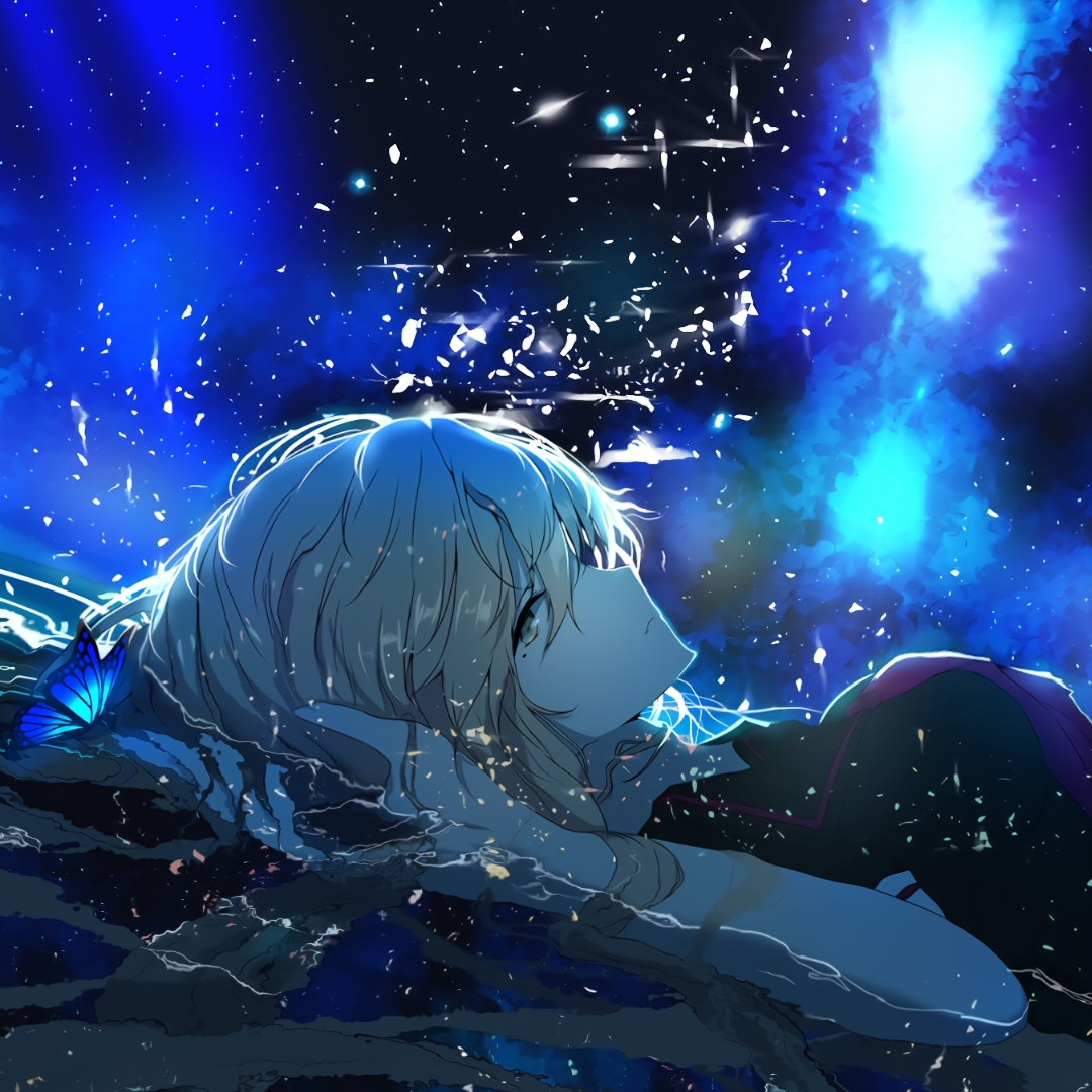 Anime Girl Night Sky Wallpapers