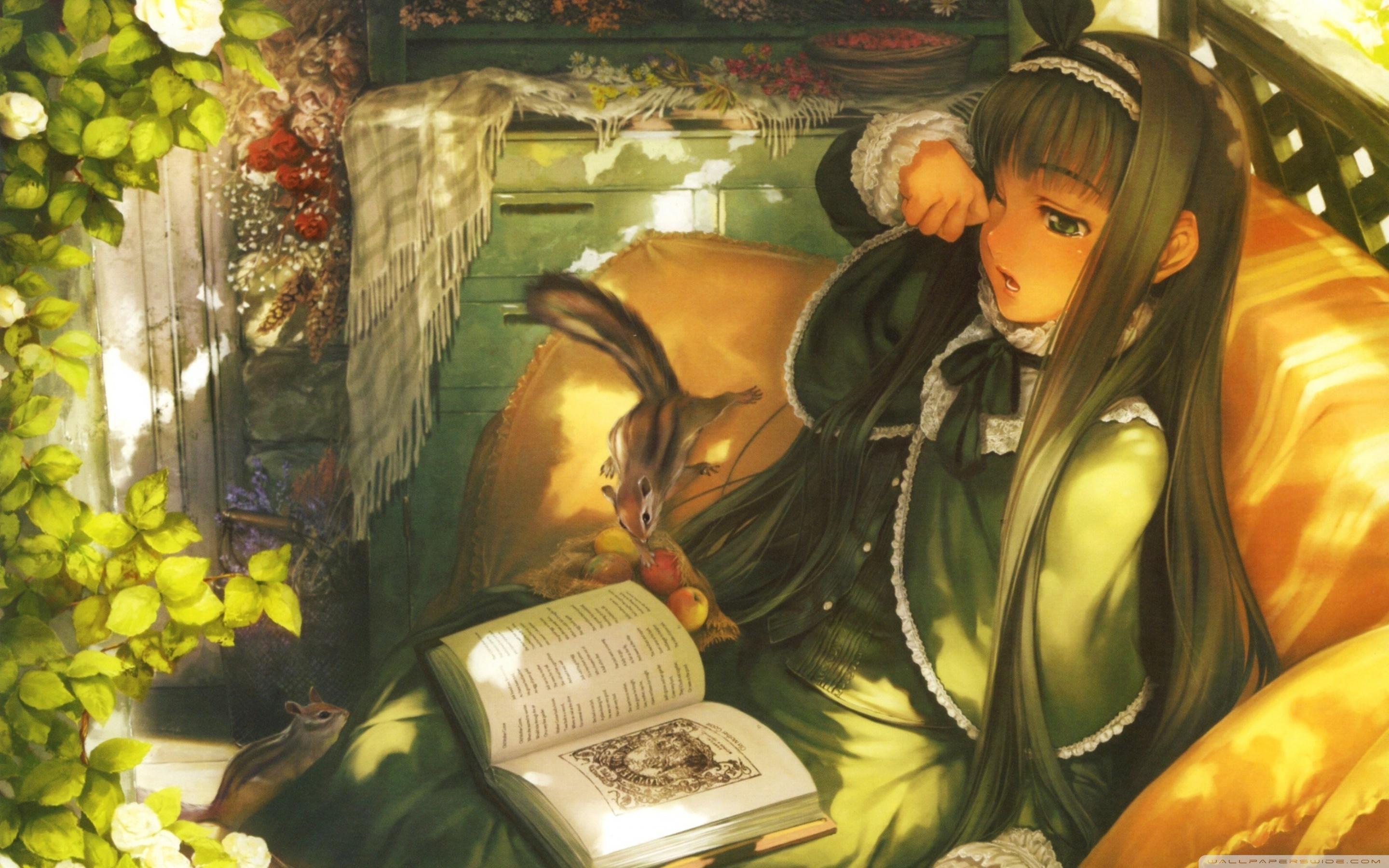 Anime Girl Reading Books Wallpapers