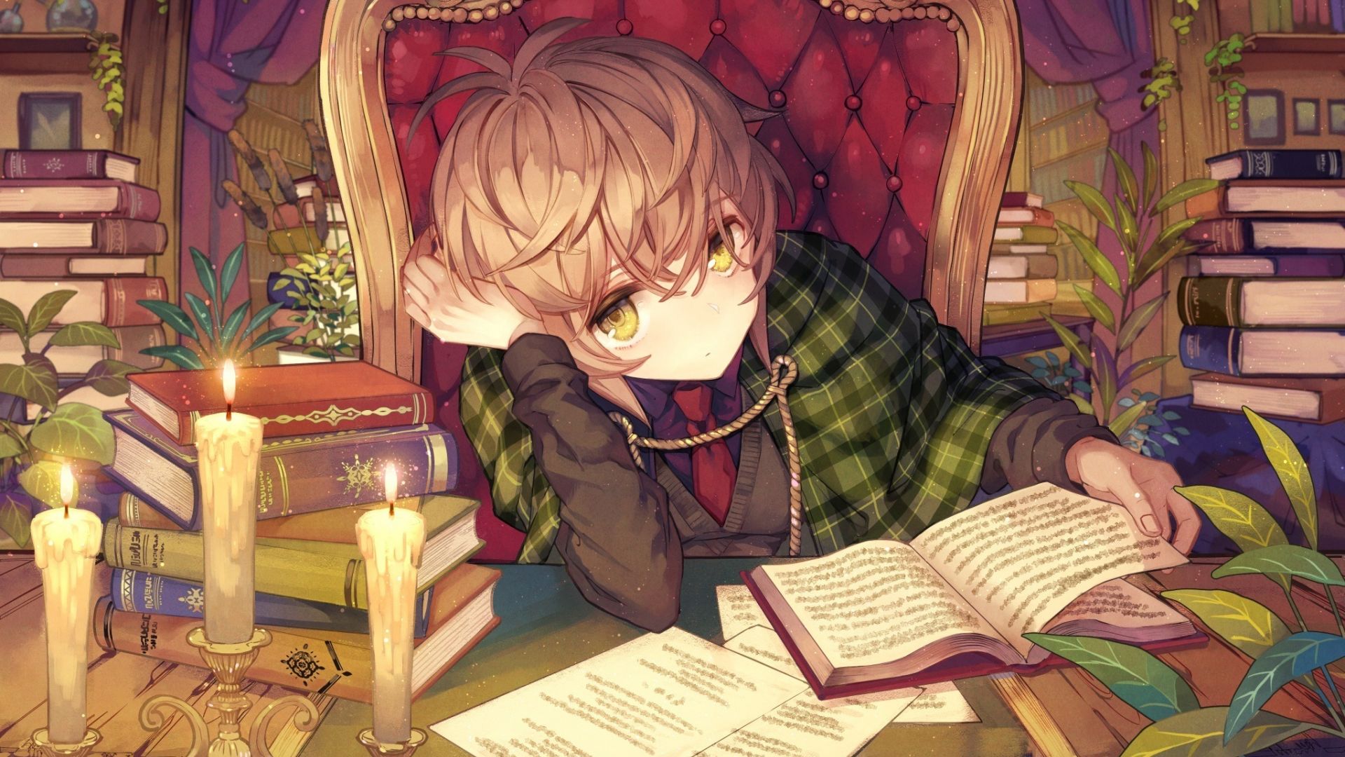 Anime Girl Reading Books Wallpapers