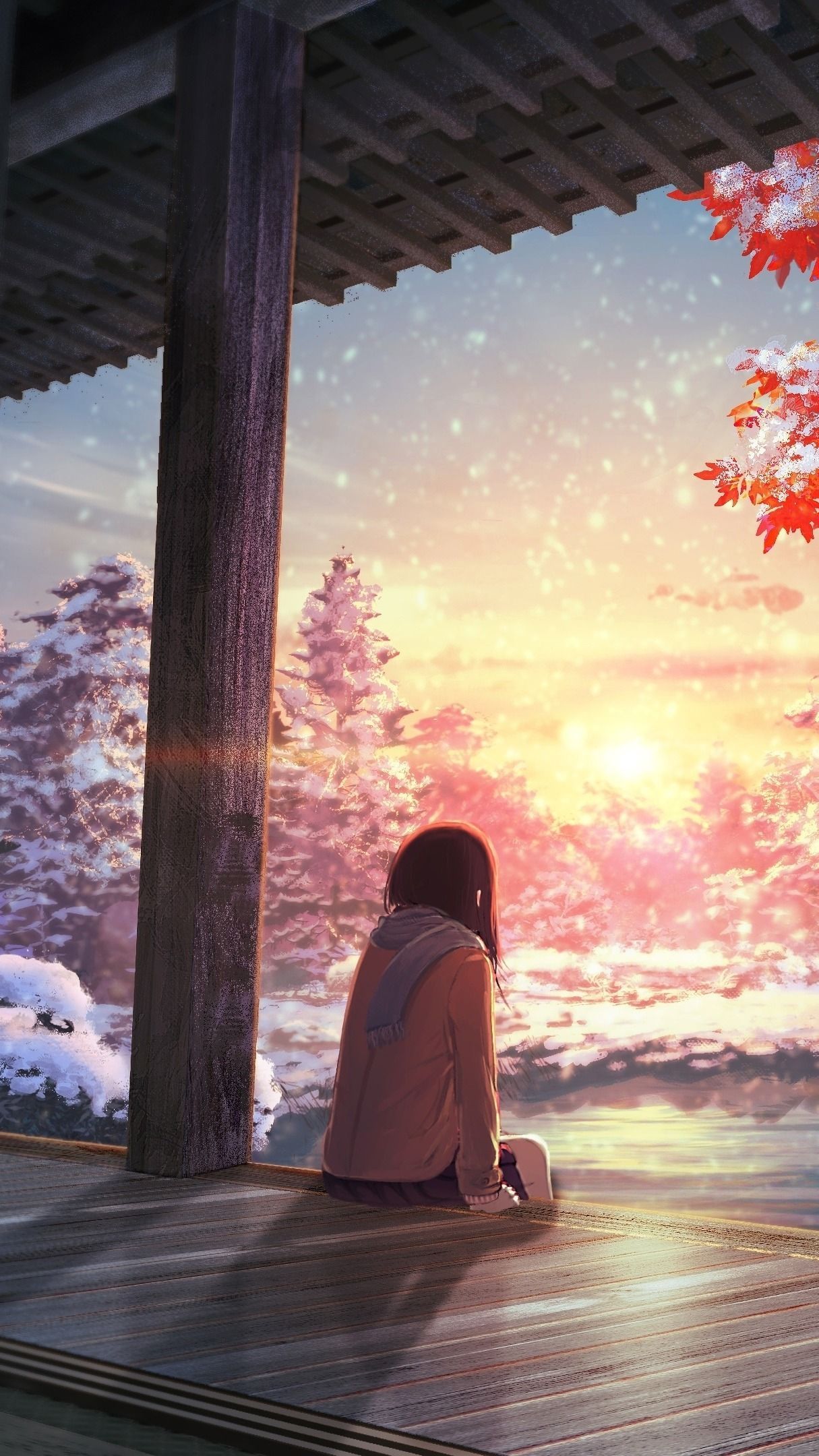 Anime Girl Standing Alone In Snow Wallpapers