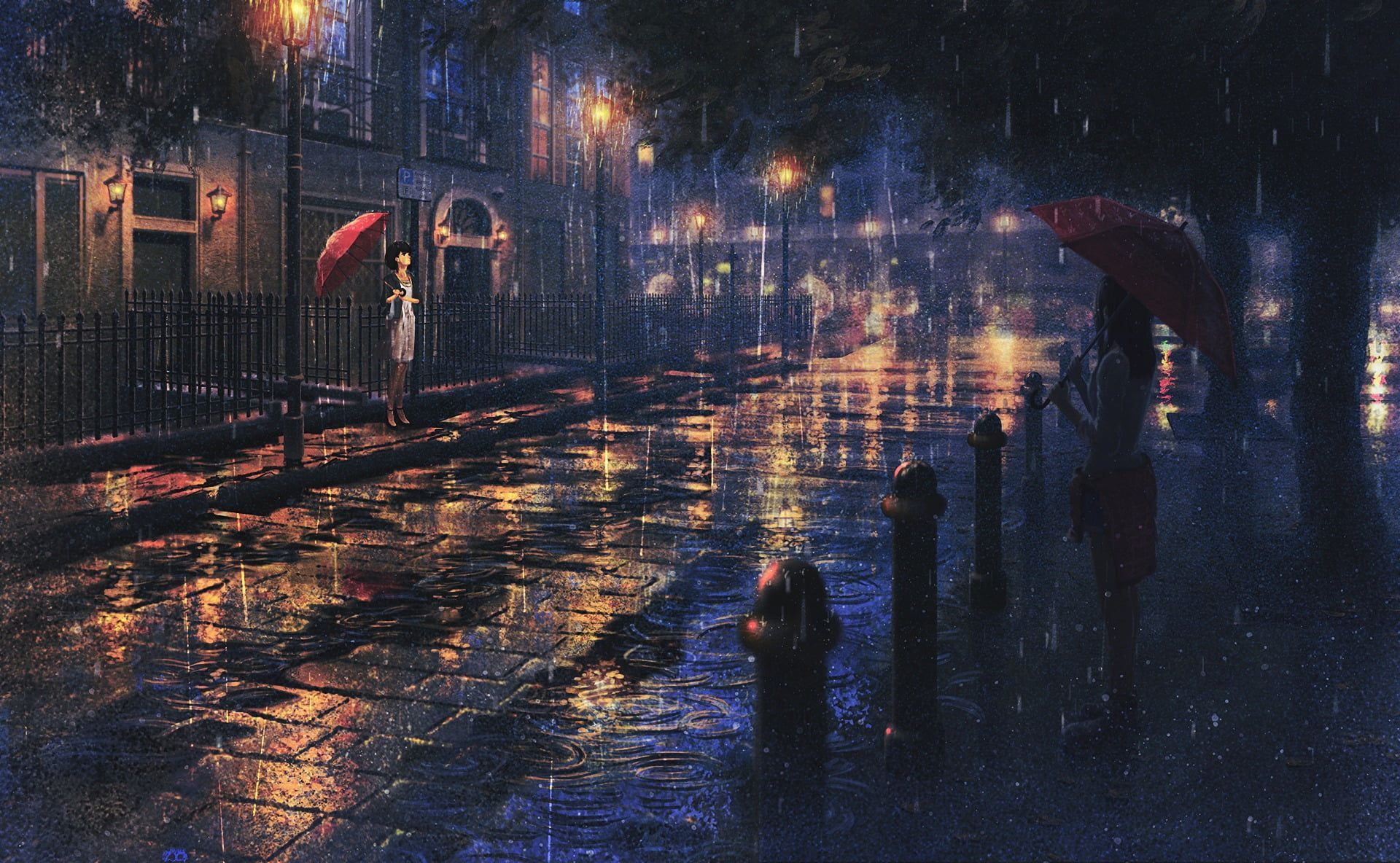 Anime Girl Standing In Rain Inside Torii 5K Wallpapers