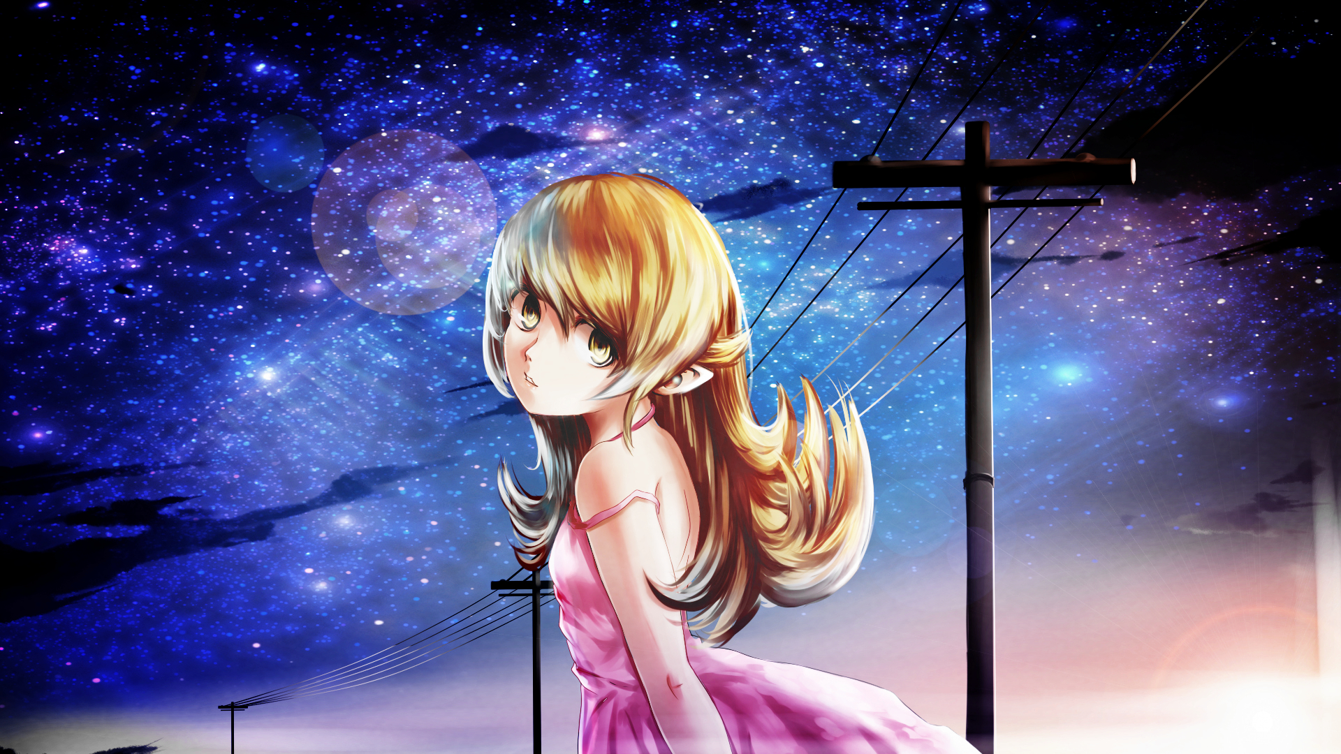 Anime Girl Staring At Night Sky Wallpapers