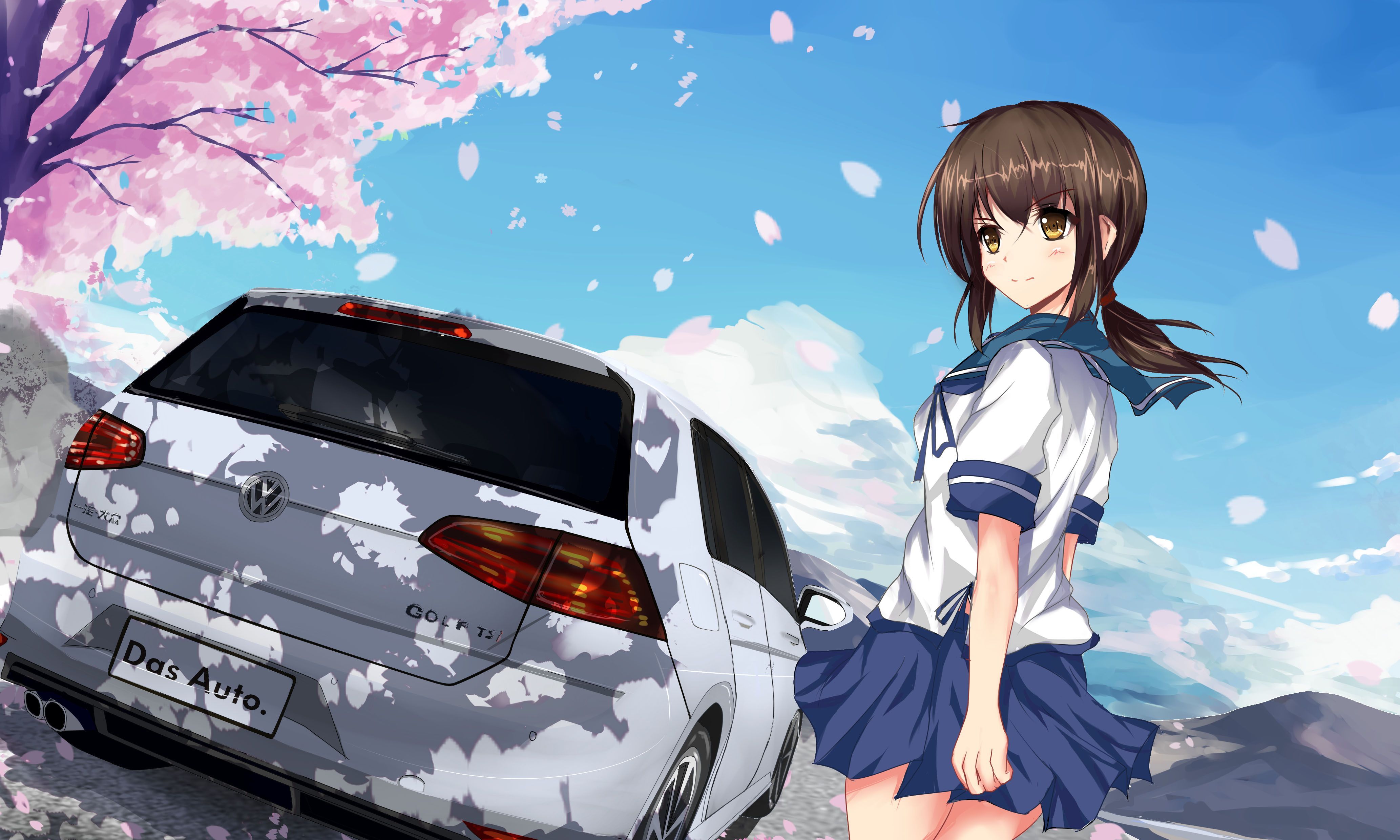 Anime Girl With Car Wallpapers