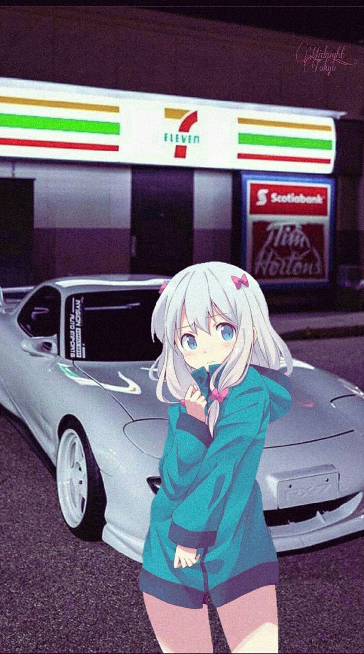 Anime Girl With Car Wallpapers