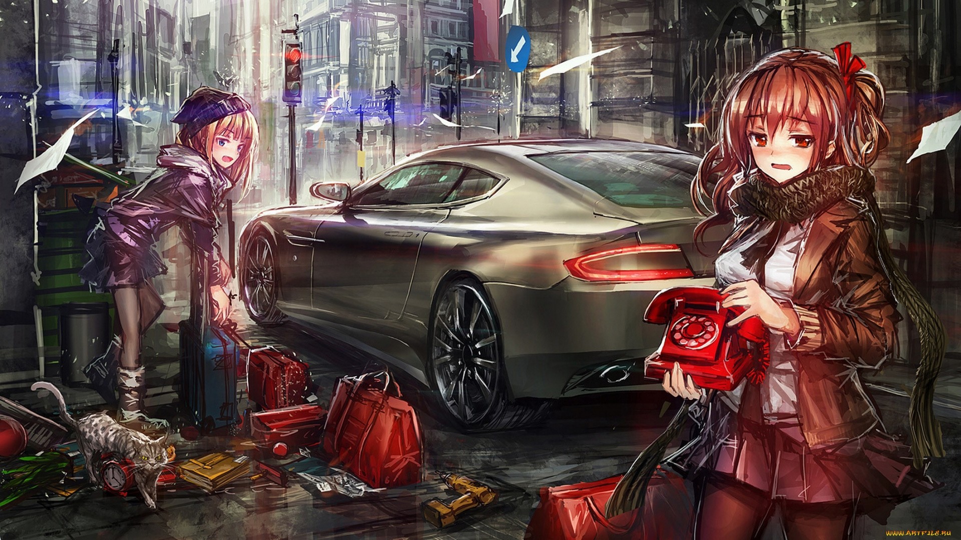 Anime Girl With Car Wallpapers