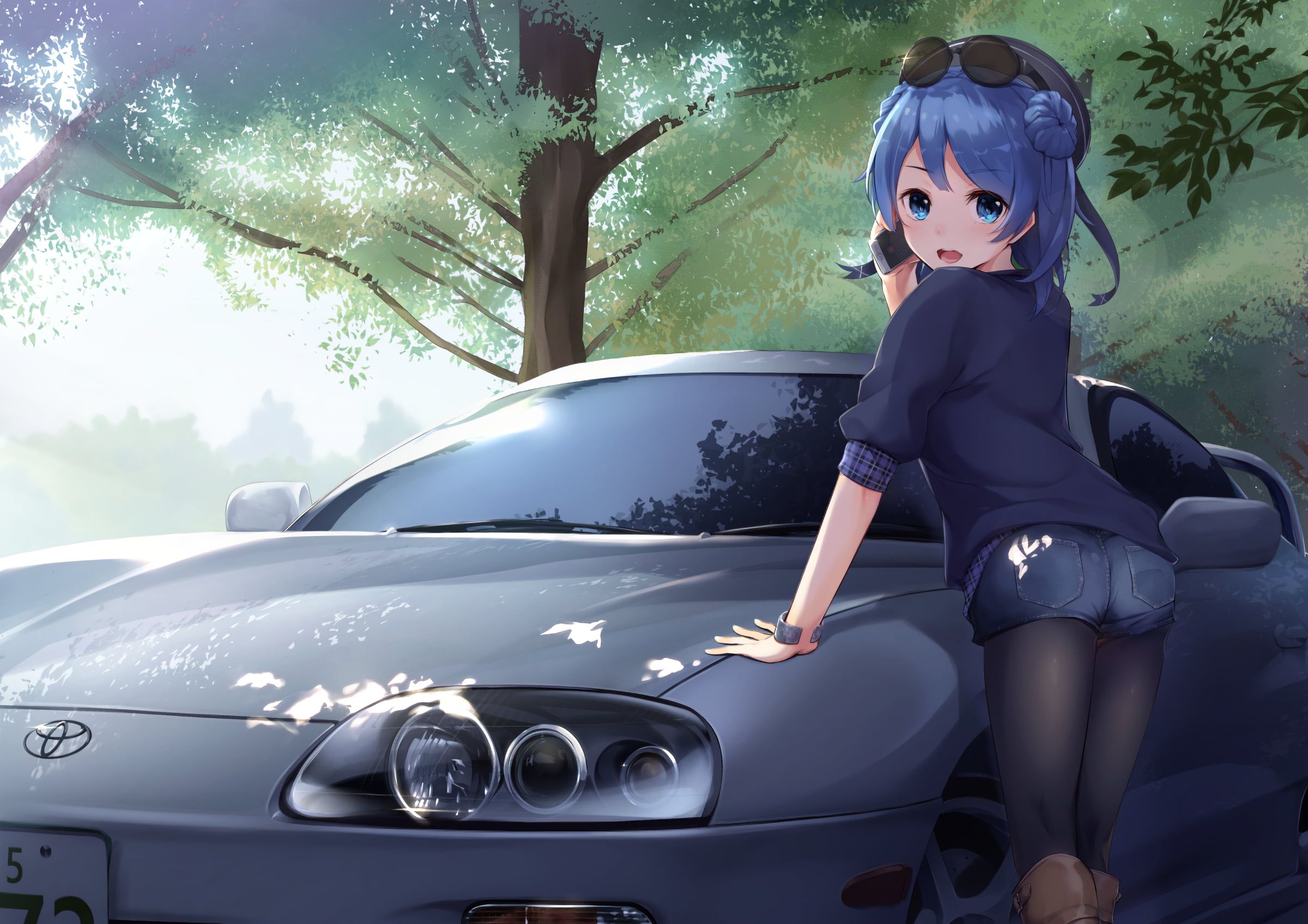 Anime Girl With Car Wallpapers