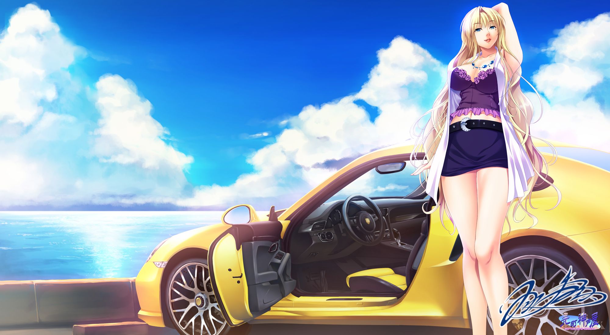 Anime Girl With Car Wallpapers