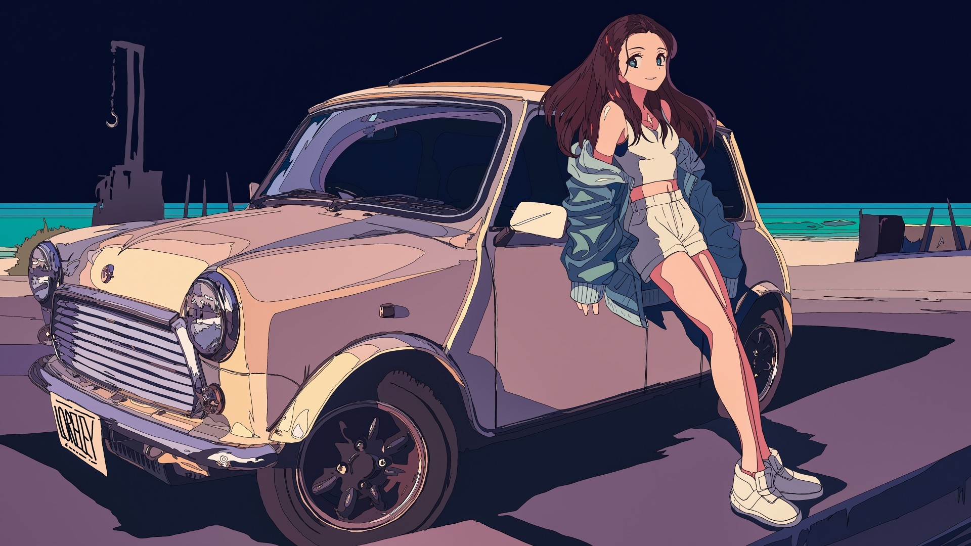 Anime Girl With Car Wallpapers