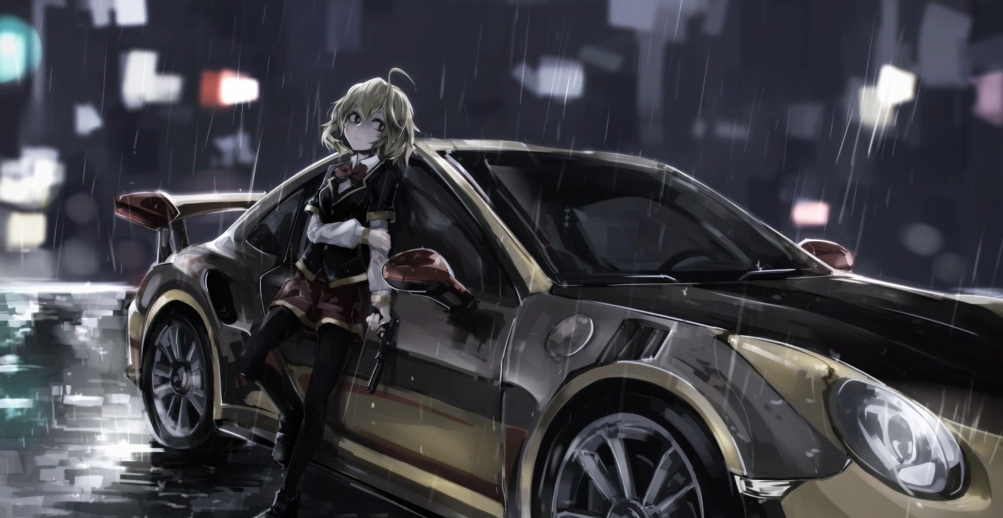 Anime Girl With Car Wallpapers