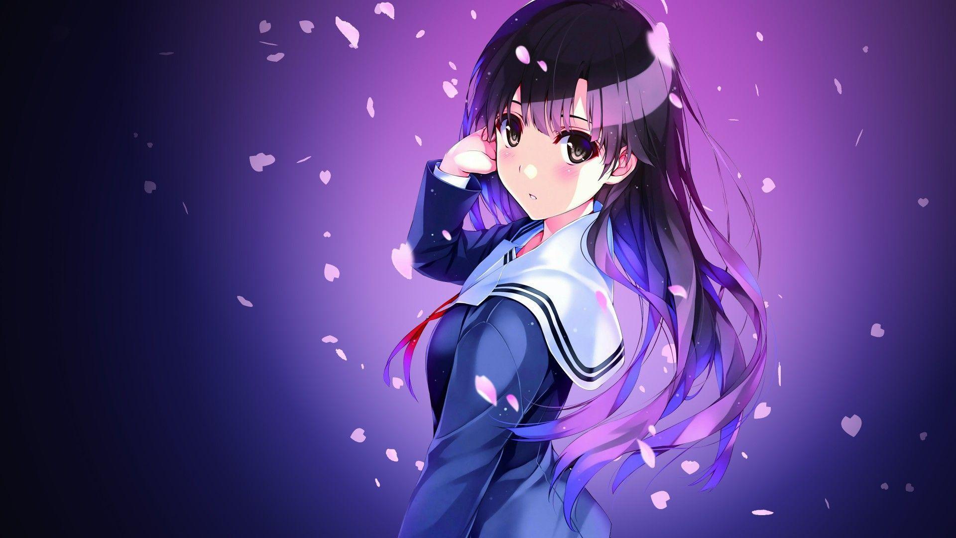 Anime Girl With Purple Hair Wallpapers