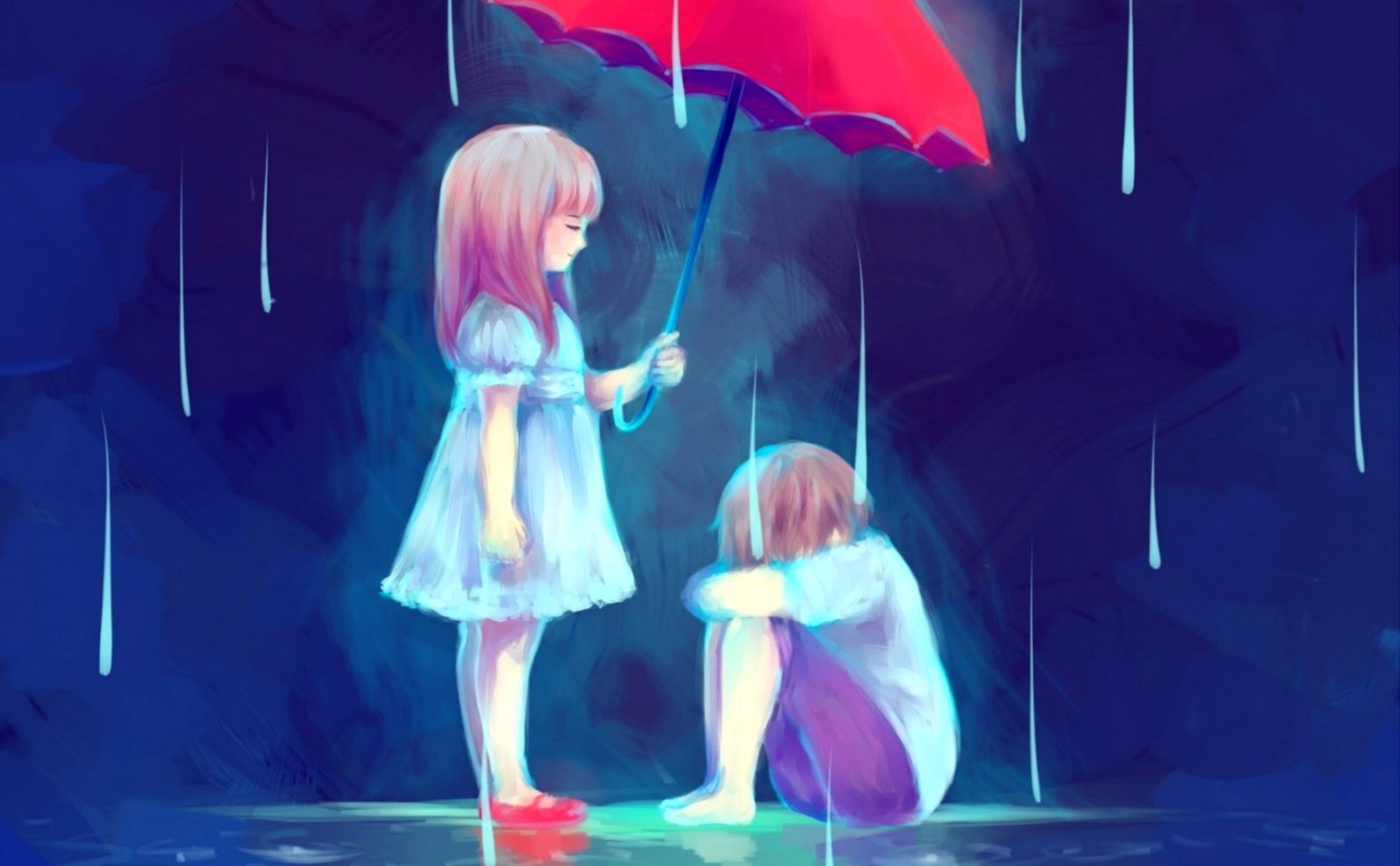 Anime Girl With Umbrella In Rain Wallpapers