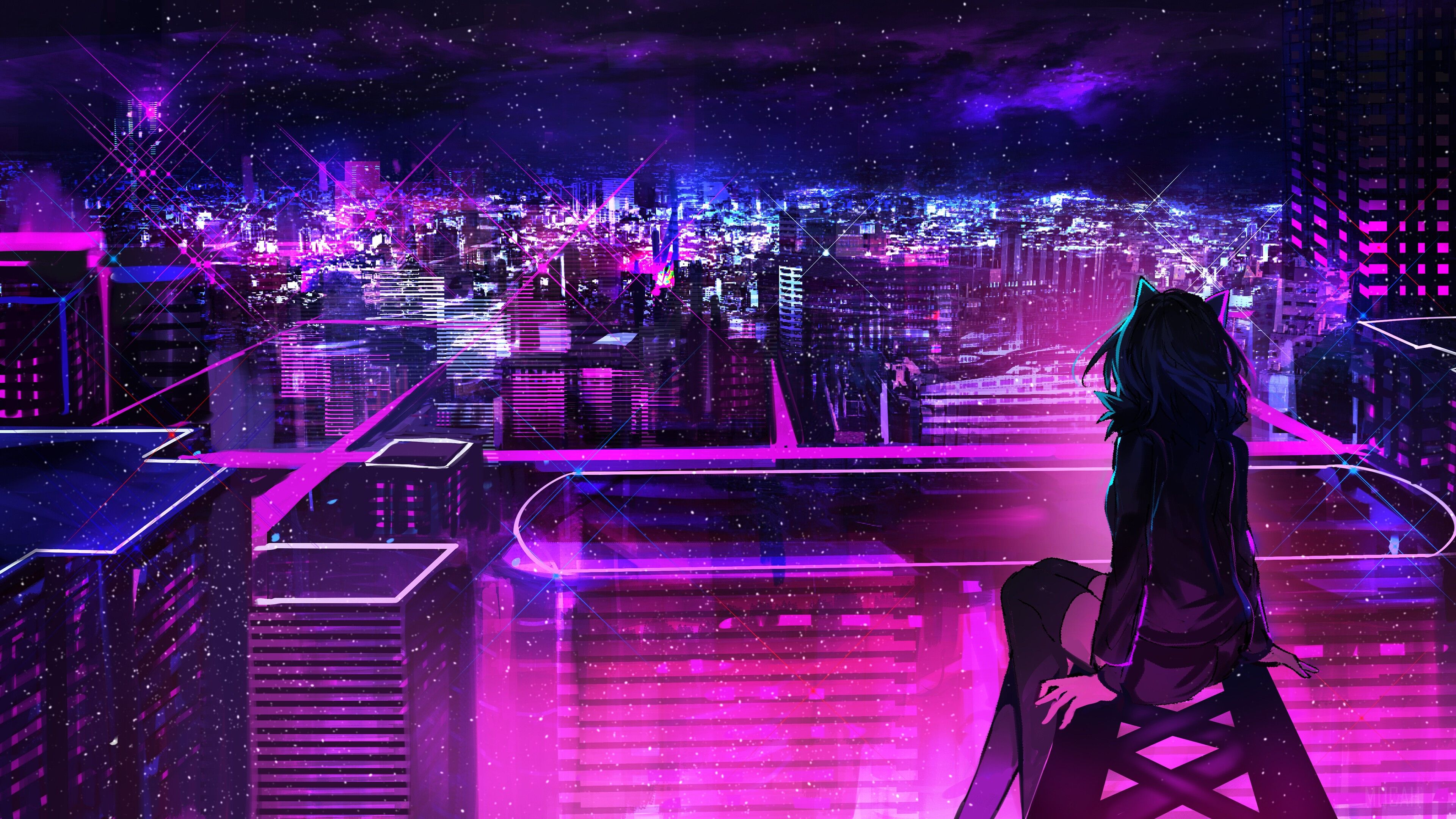 Anime Neon City Wallpapers