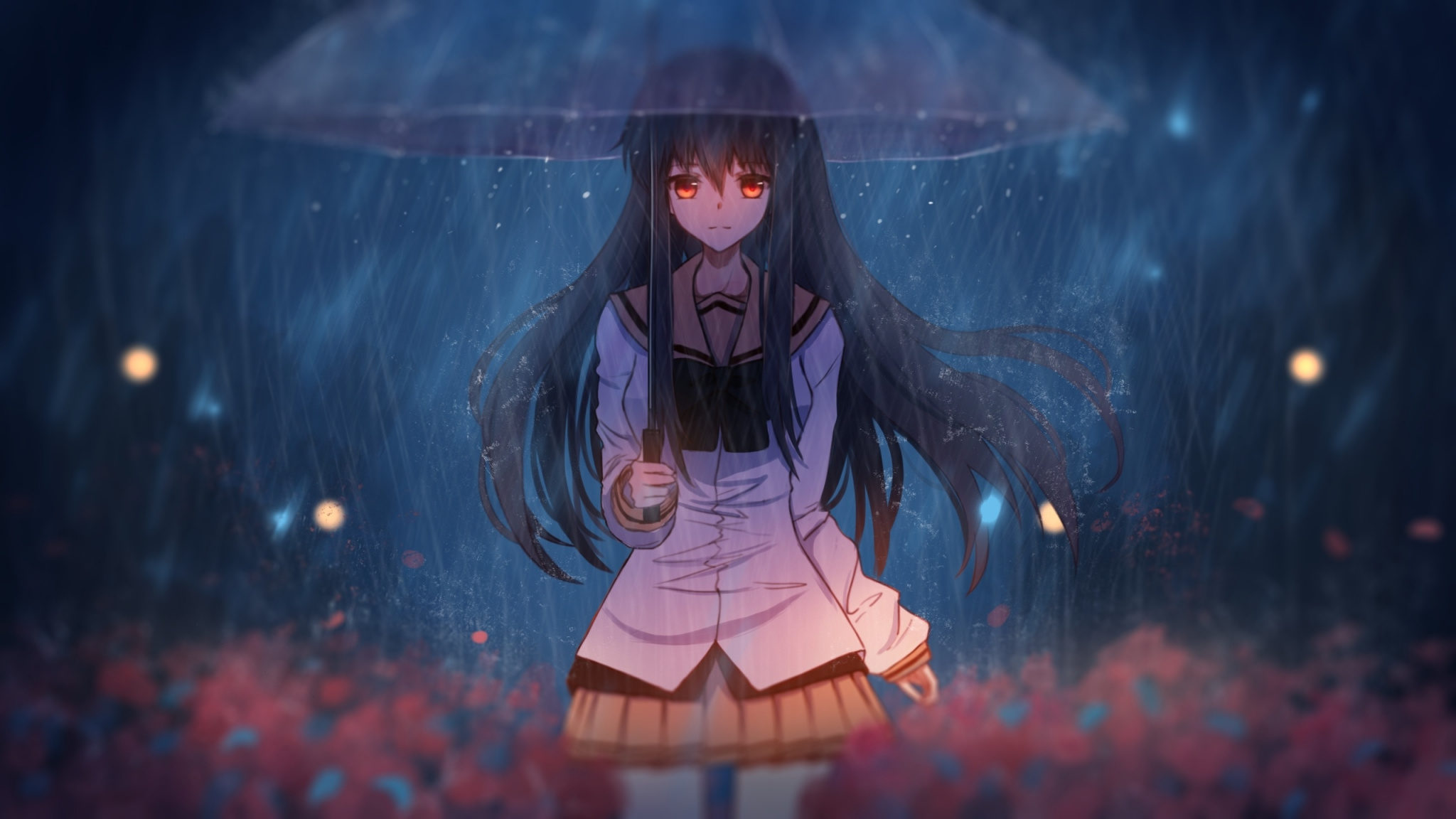 Anime Rain Girl Umbrella Wallpapers