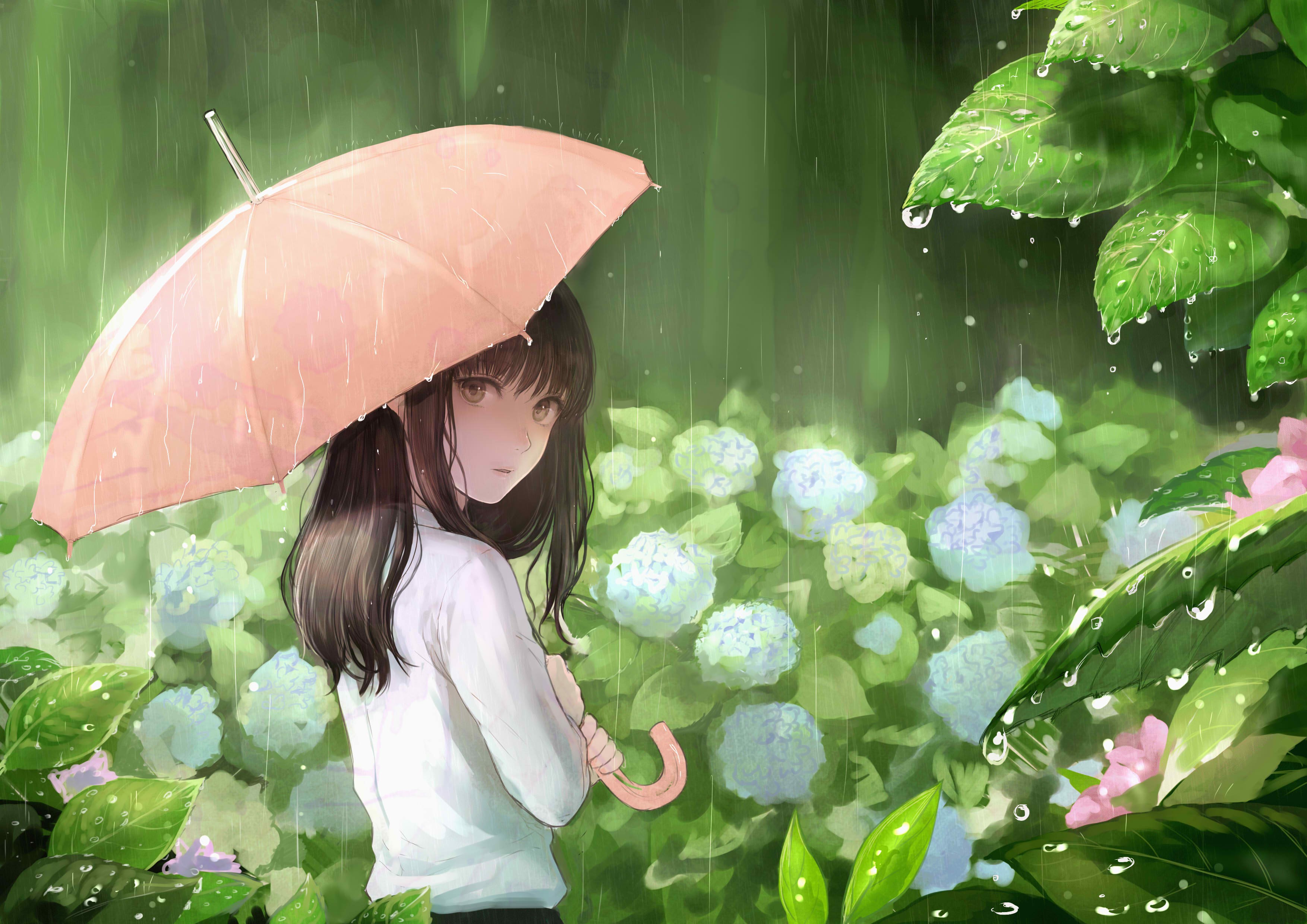 Anime Rain Girl Umbrella Wallpapers