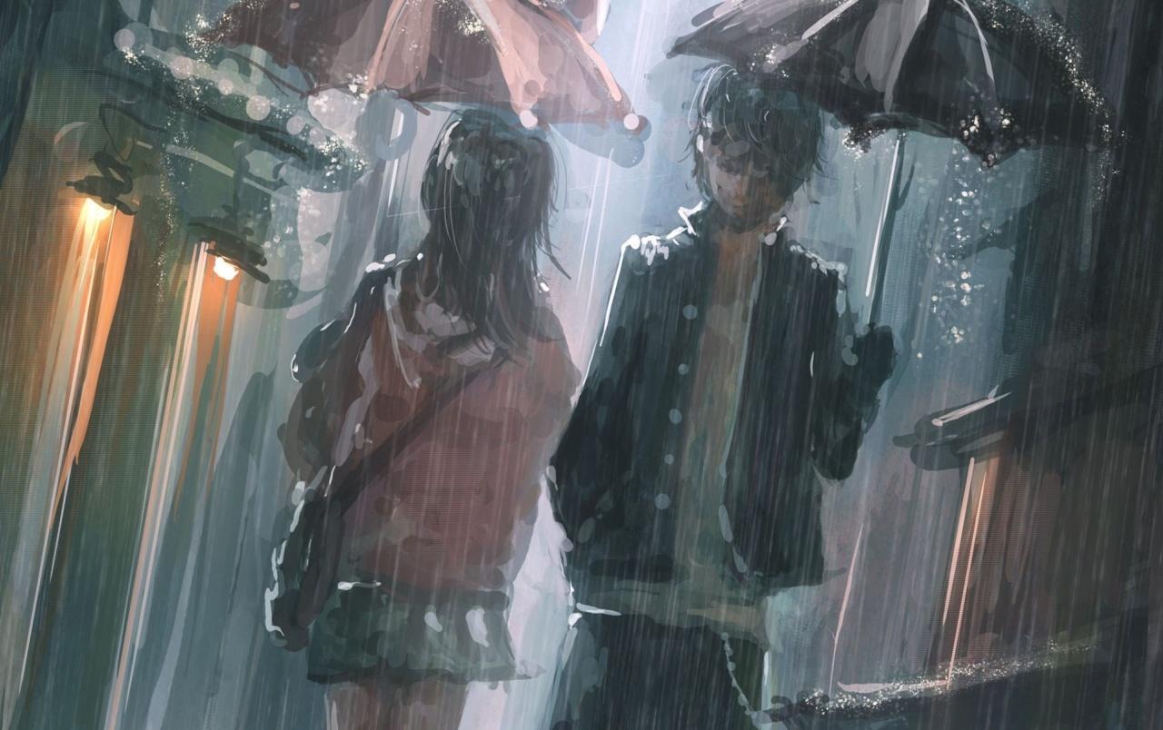 Anime Rain Girl Umbrella Wallpapers